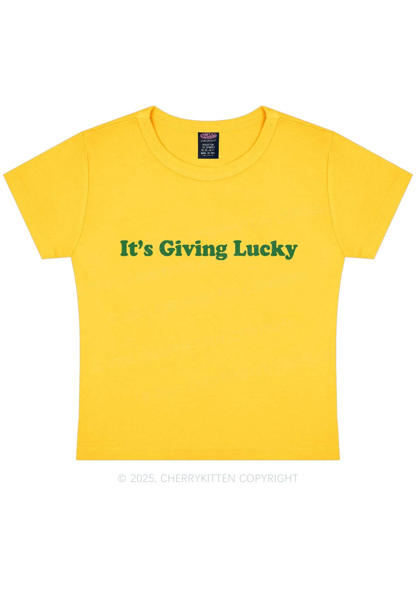 Its Giving Lucky St Patricks Y2K Baby Tee Cherrykitten - Image 5