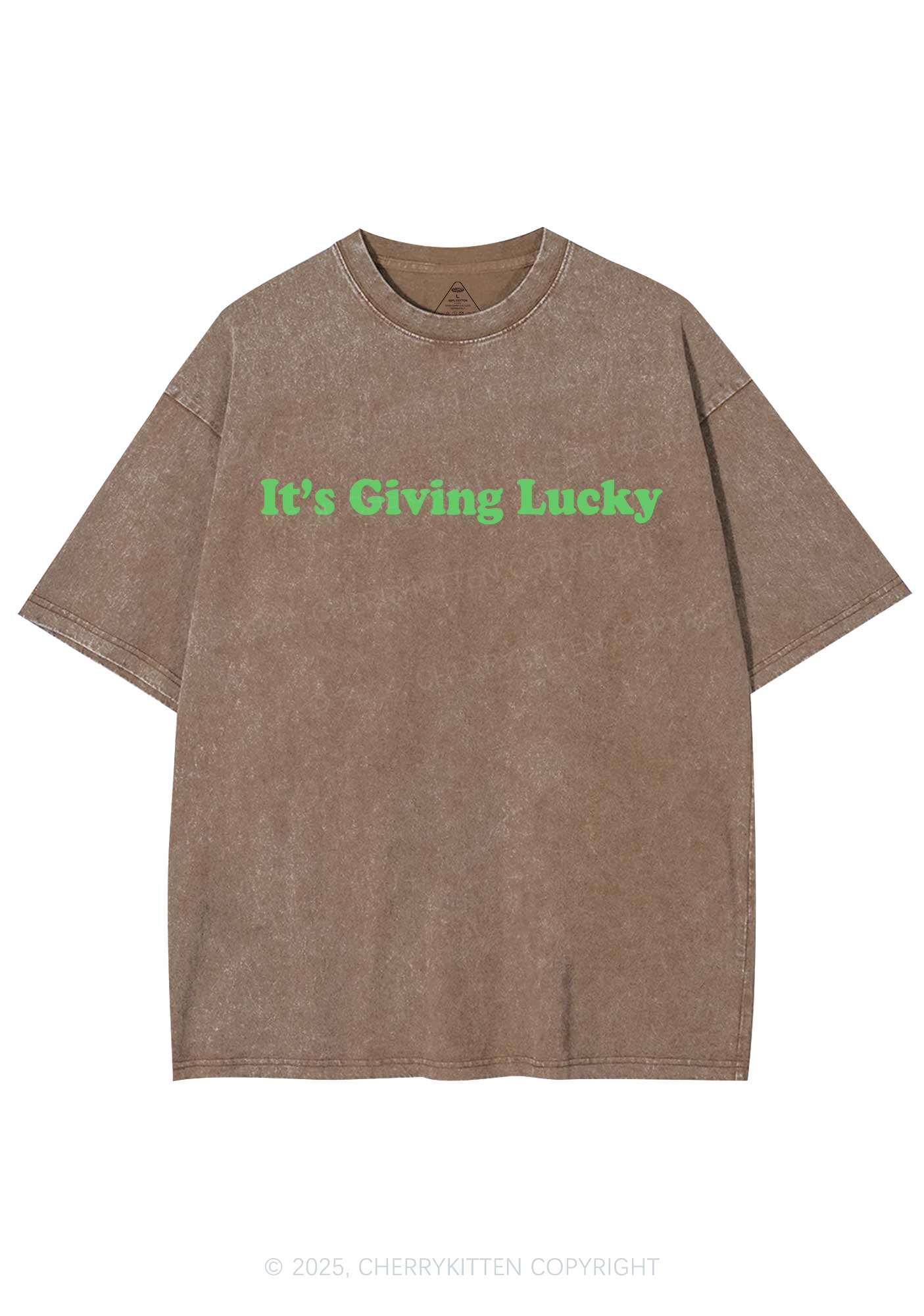 Its Giving Lucky St Patricks Y2K Washed Tee Cherrykitten - Image 9