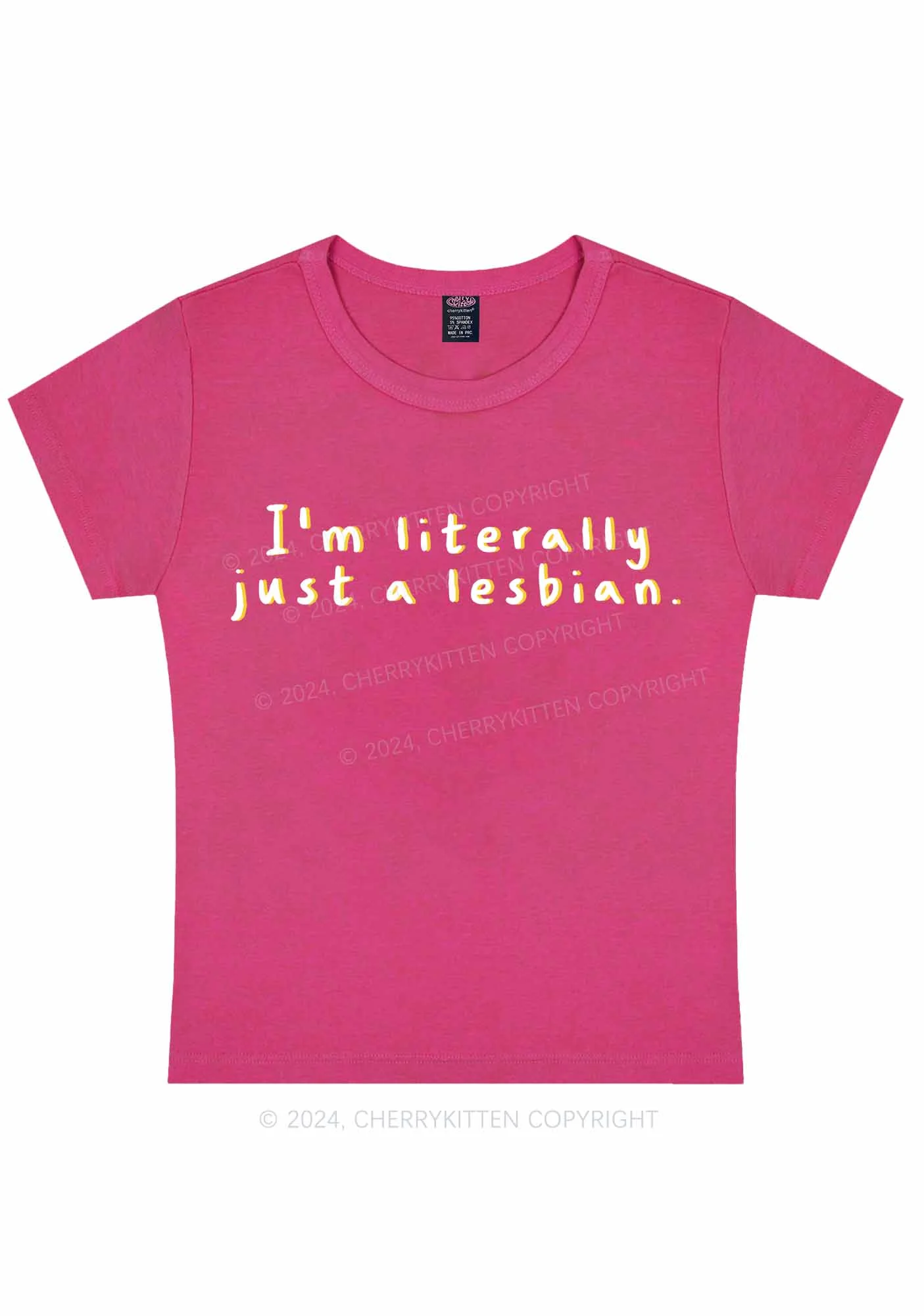 Curvy Just A Lesbian Y2K Baby Tee Cherrykitten - Image 4