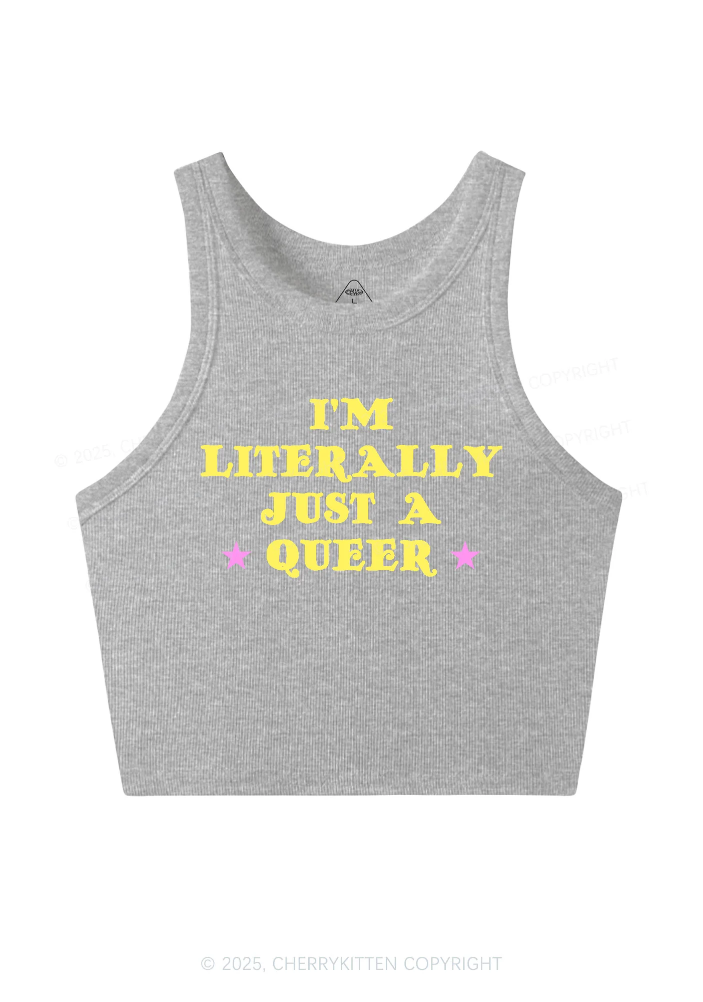 Just A Queer Pride Y2K Crop Tank Top Cherrykitten - Image 5