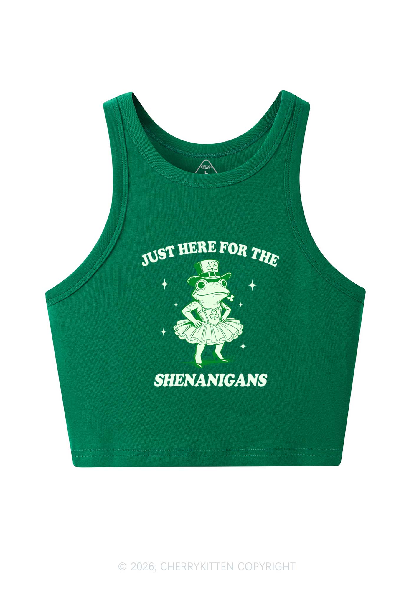 Just Here For The Shenanigans St Patricks Y2K Crop Tank Top Cherrykitten