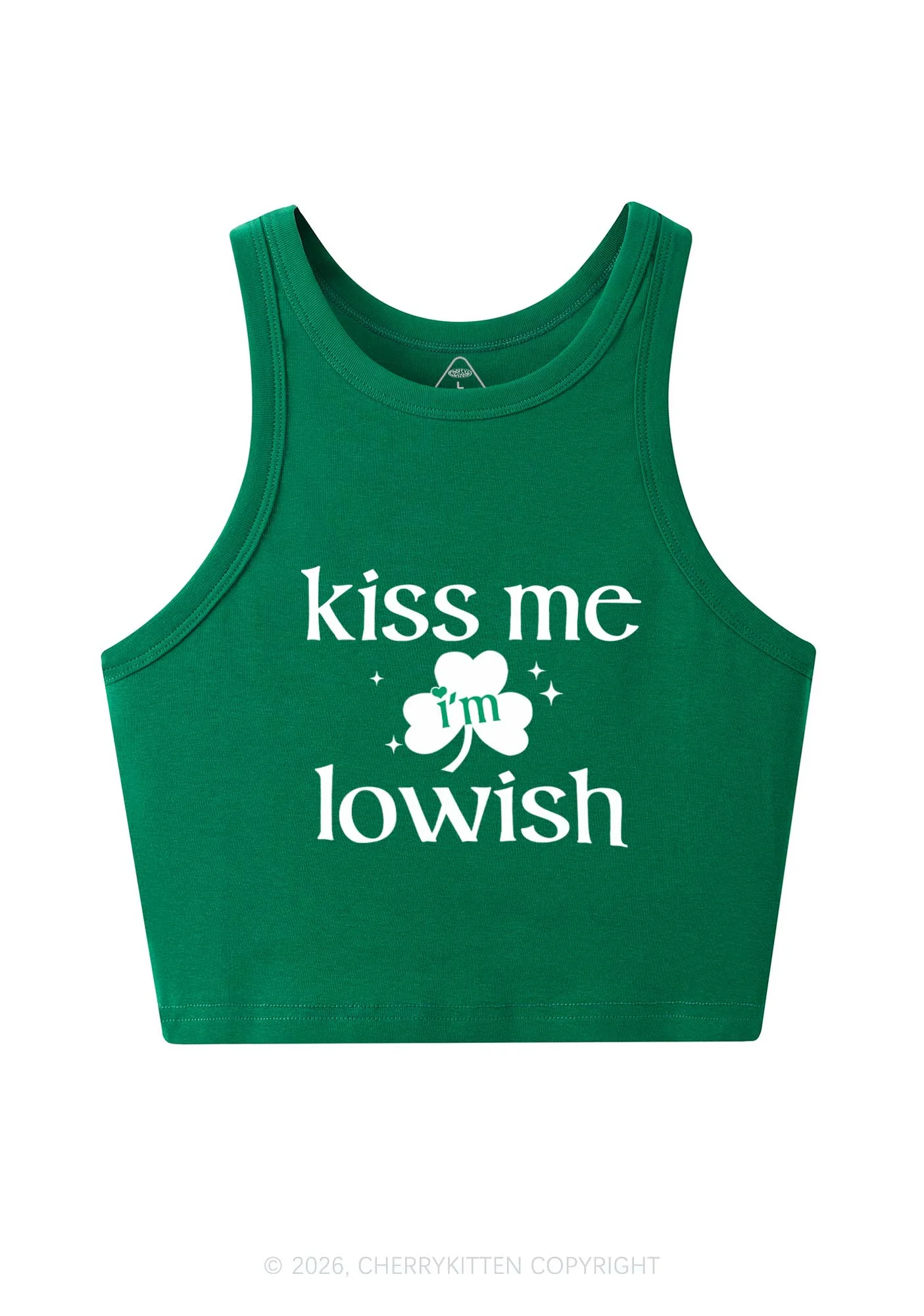 Kiss Me Im Iowish St Patricks Y2K Crop Tank Top Cherrykitten