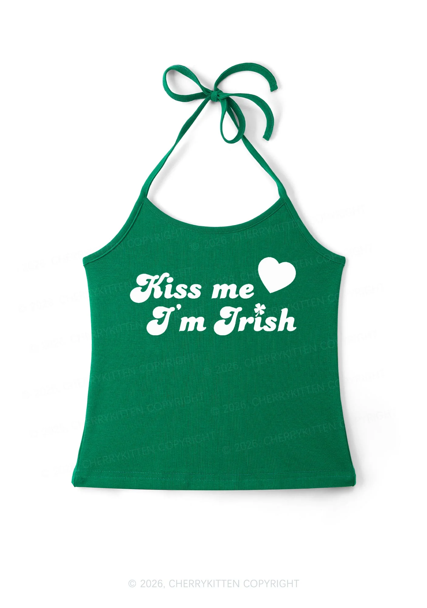 Kiss Me Im Irish St Patricks Y2K Halter Neck Cami Cherrykitten
