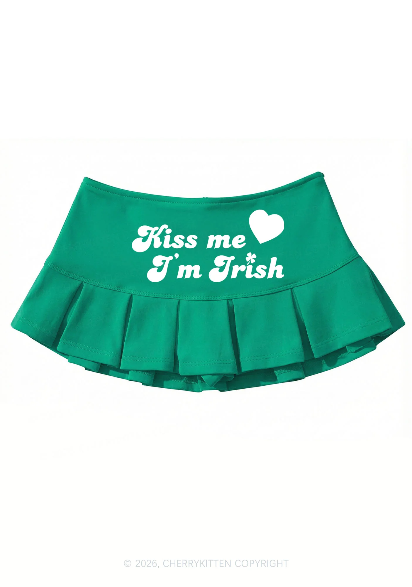 Kiss Me I'm Irish St Patricks Y2K Mini Pleated Skirts Cherrykitten