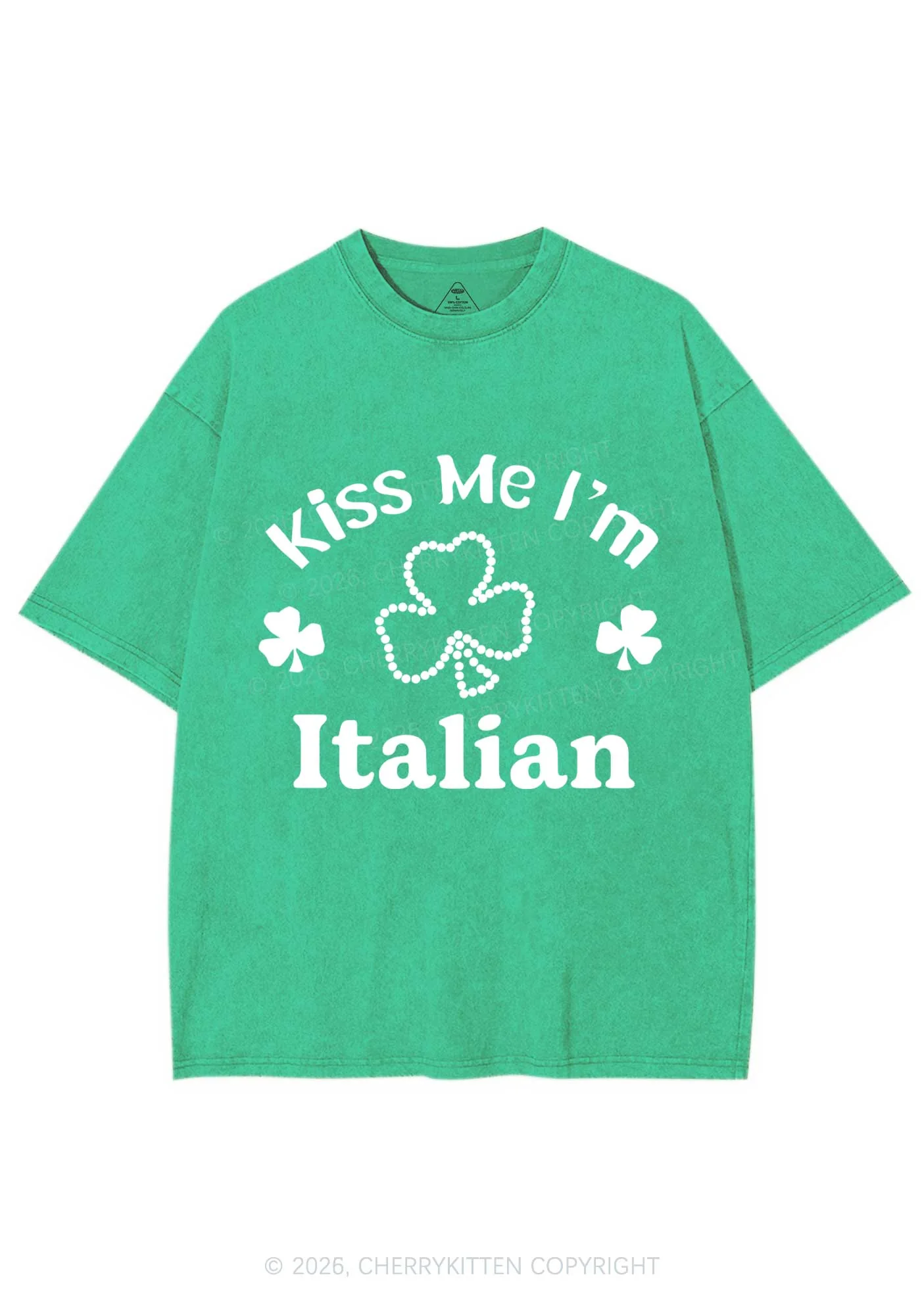 Kiss Me Im Italian St Patricks Y2K Washed Tee Cherrykitten