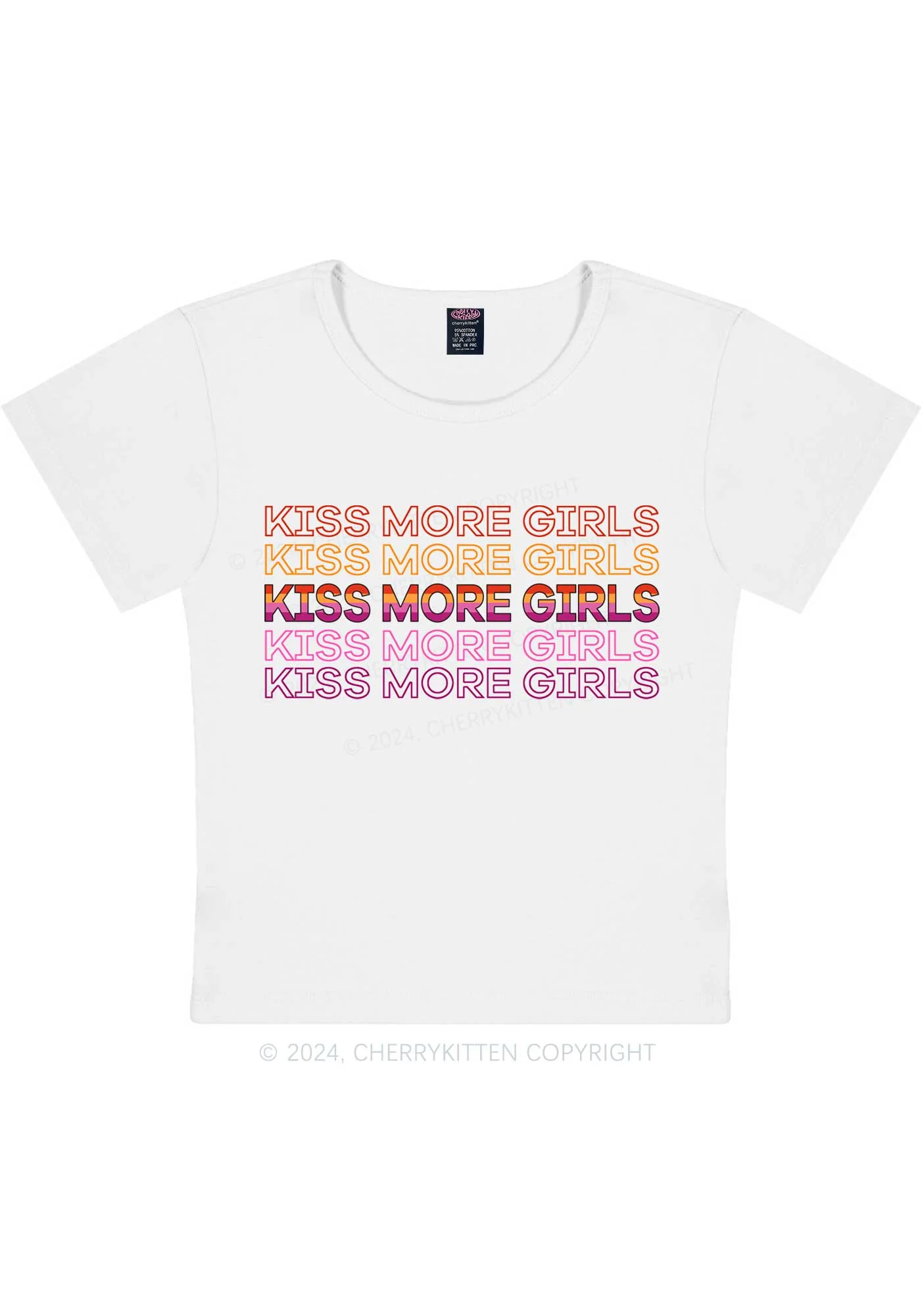 Kiss More Girls Y2K Baby Tee Cherrykitten - Image 5