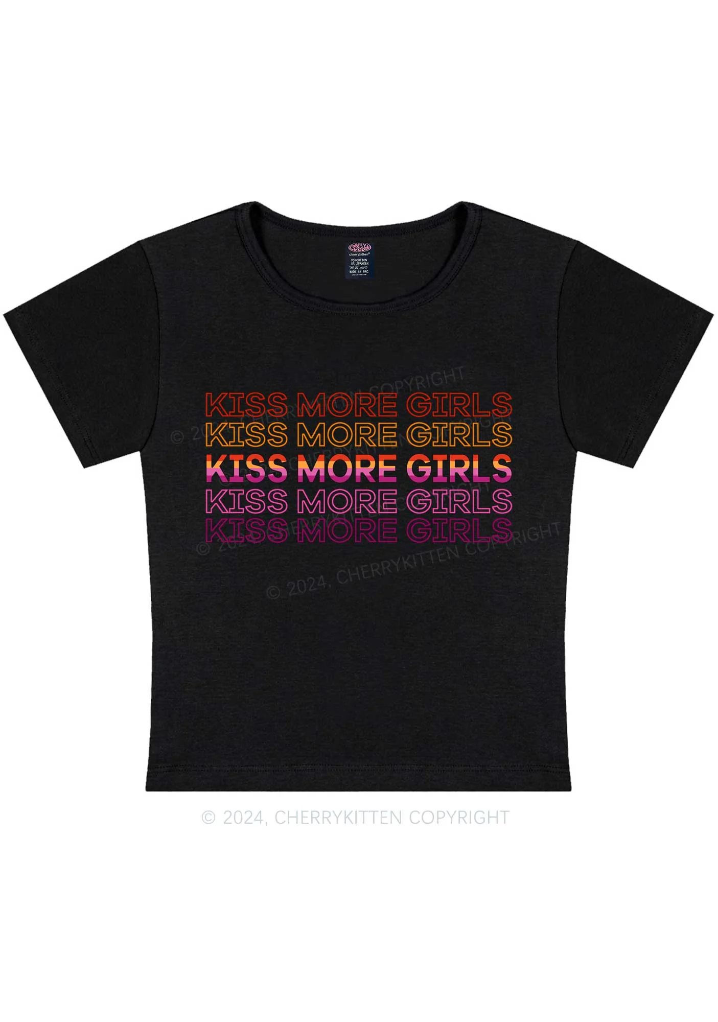 Kiss More Girls Y2K Baby Tee Cherrykitten - Image 6
