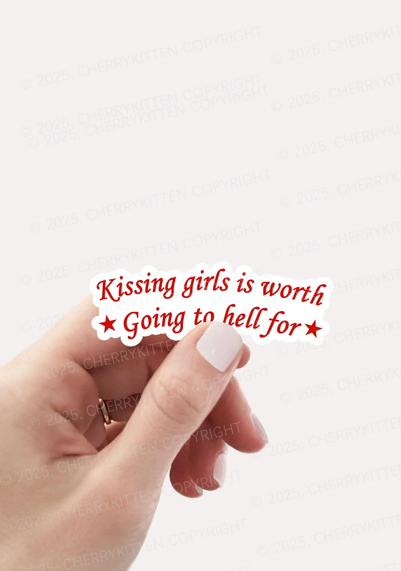 Kissing Girls is Worth Pride 1Pc Y2K Sticker Cherrykitten - Image 2