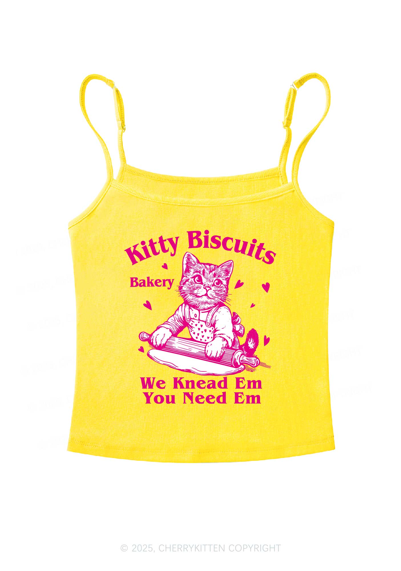 Kitten Biscuits Bakery Valentine's Day Y2K Spaghetti Strap Cami Cherrykitten