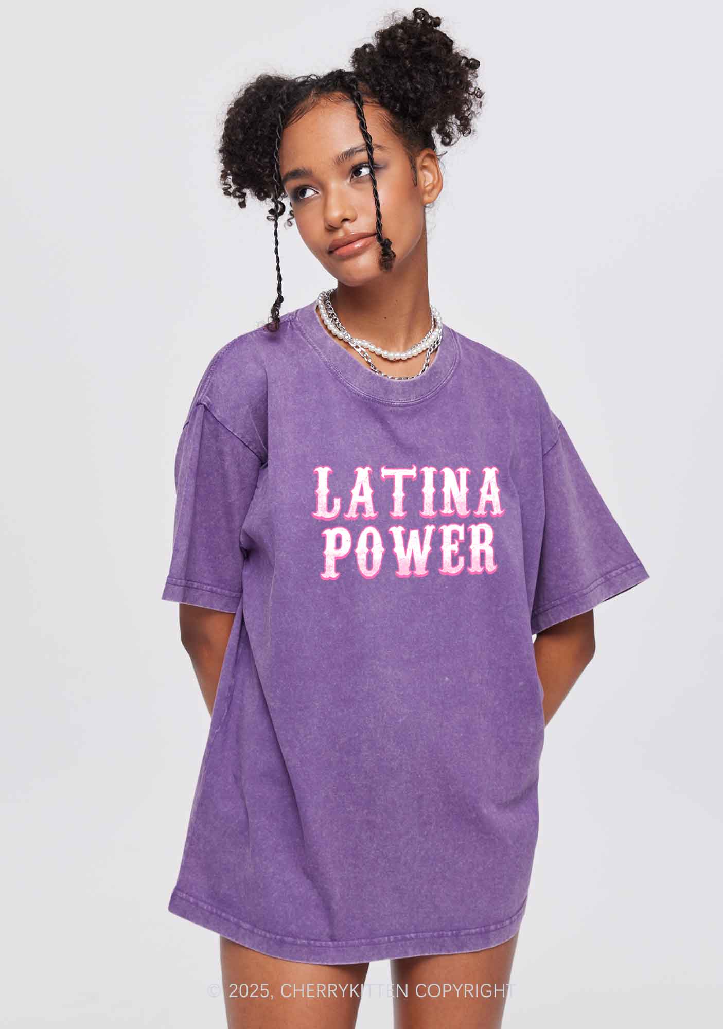Latina Power Y2K Washed Tee Cherrykitten - Image 3