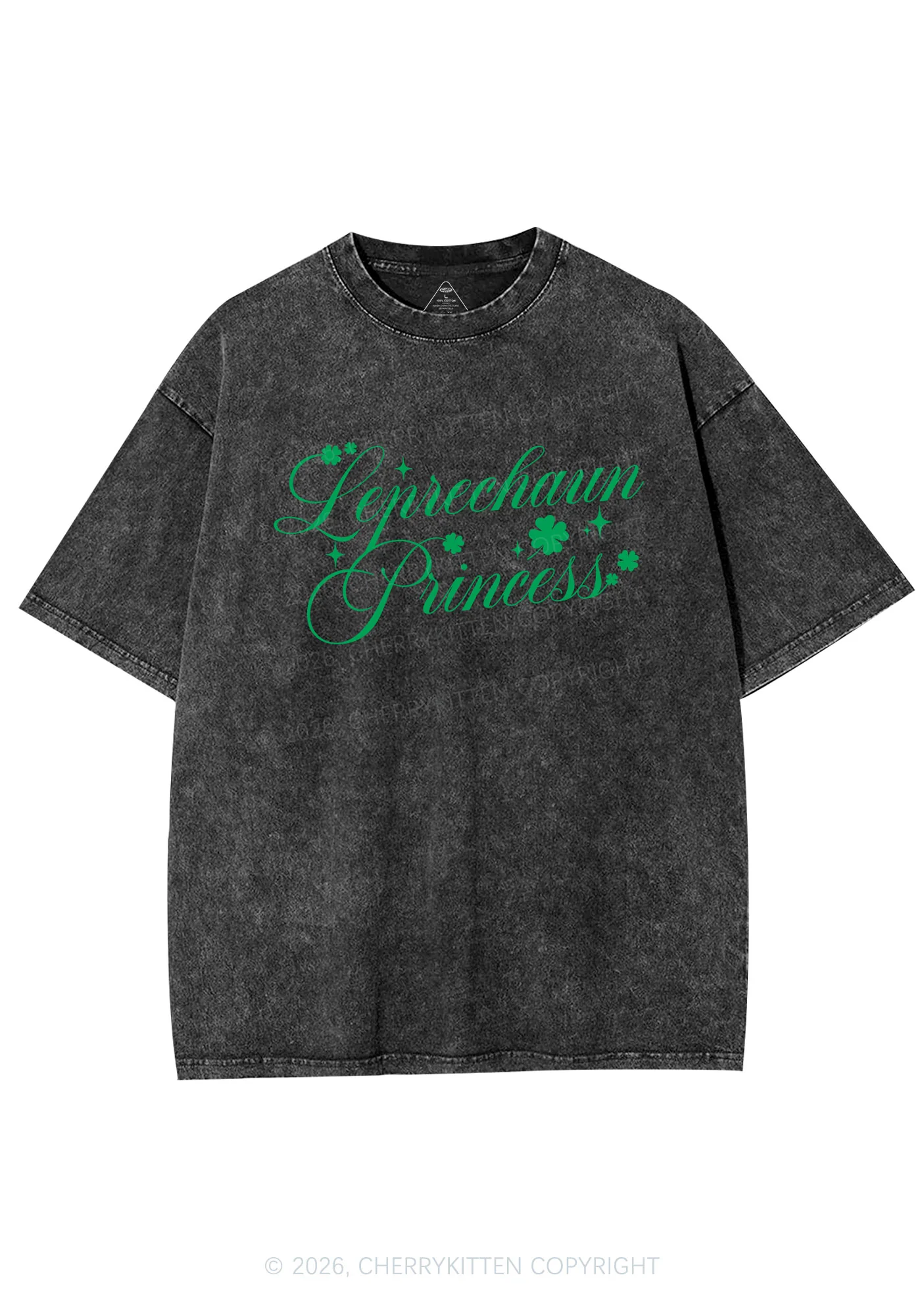 Leprechaun Princess St Patricks Y2K Shirts Washed Tee Cherrykitten - Image 3