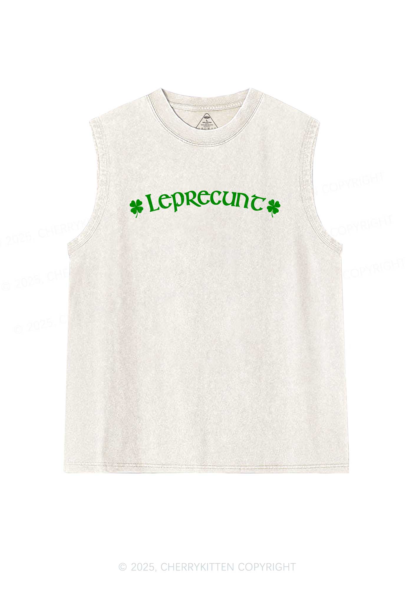 Leprecunt St Patricks Y2K Washed Tank Cherrykitten