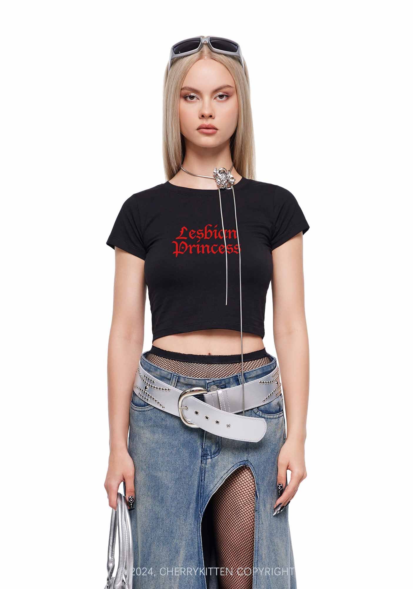 Lesbian Princess Y2K Baby Tee Cherrykitten - Image 3