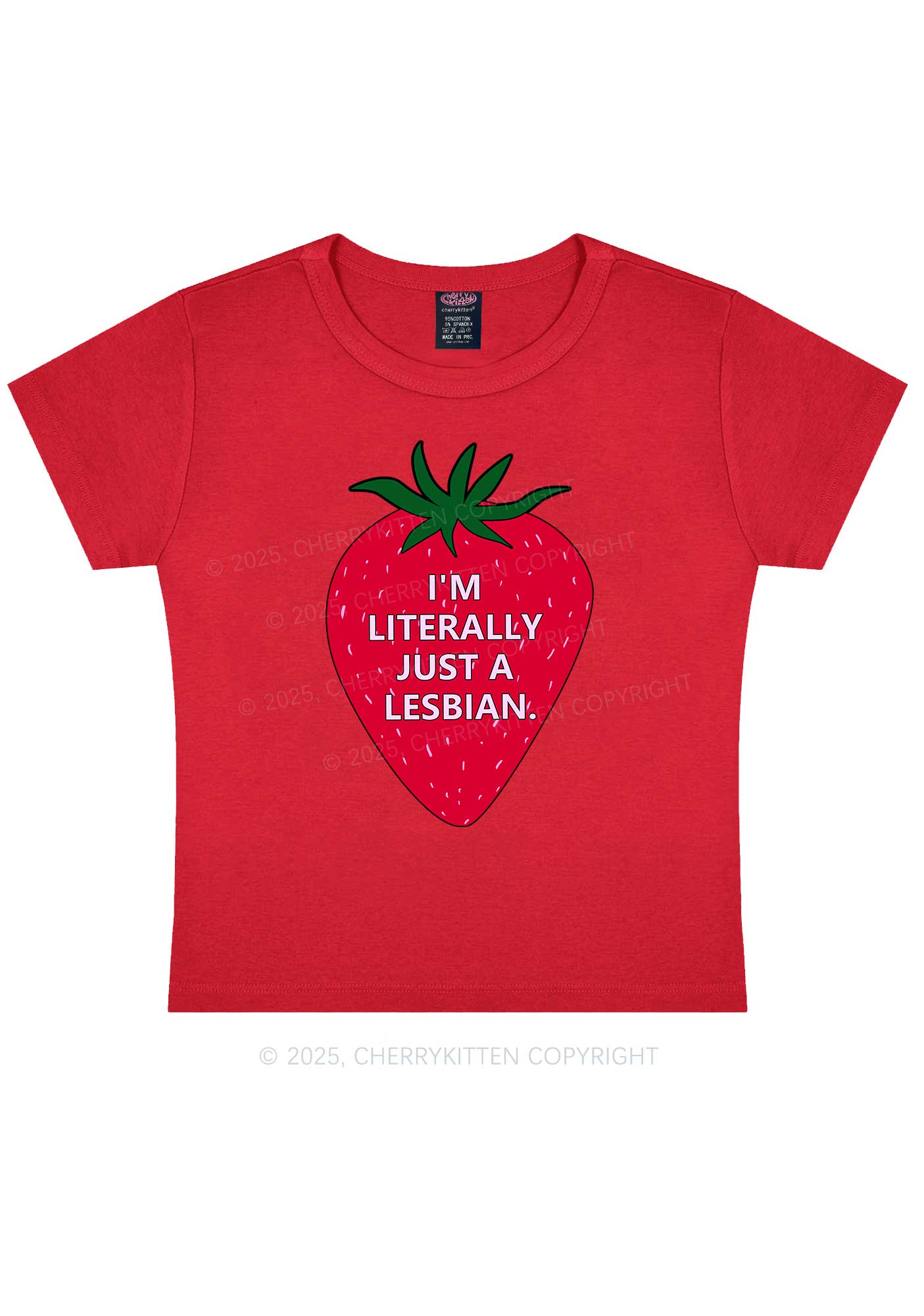 Lesbian Strawberry Pride Y2K Baby Tee Cherrykitten - Image 10