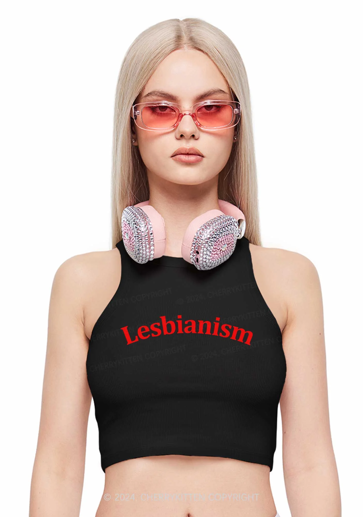 Lesbianism Y2K Crop Tank Top Cherrykitten - Image 2