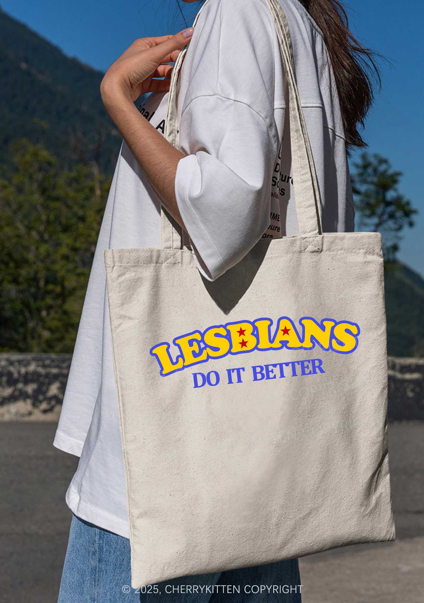 Lesbians Do It Better Pride Y2K Canvas Tote Bag Cherrykitten - Image 3