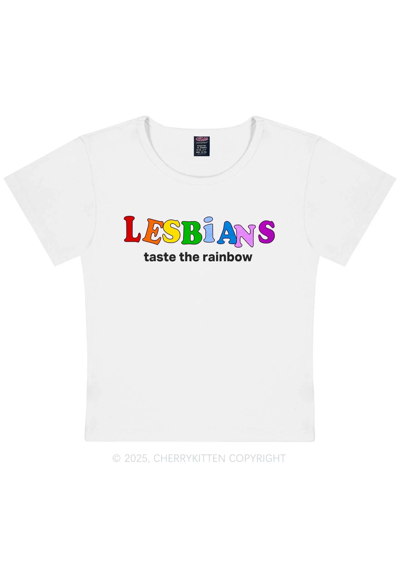Lesbians Taste The Rainbow Y2K Baby Tee Cherrykitten