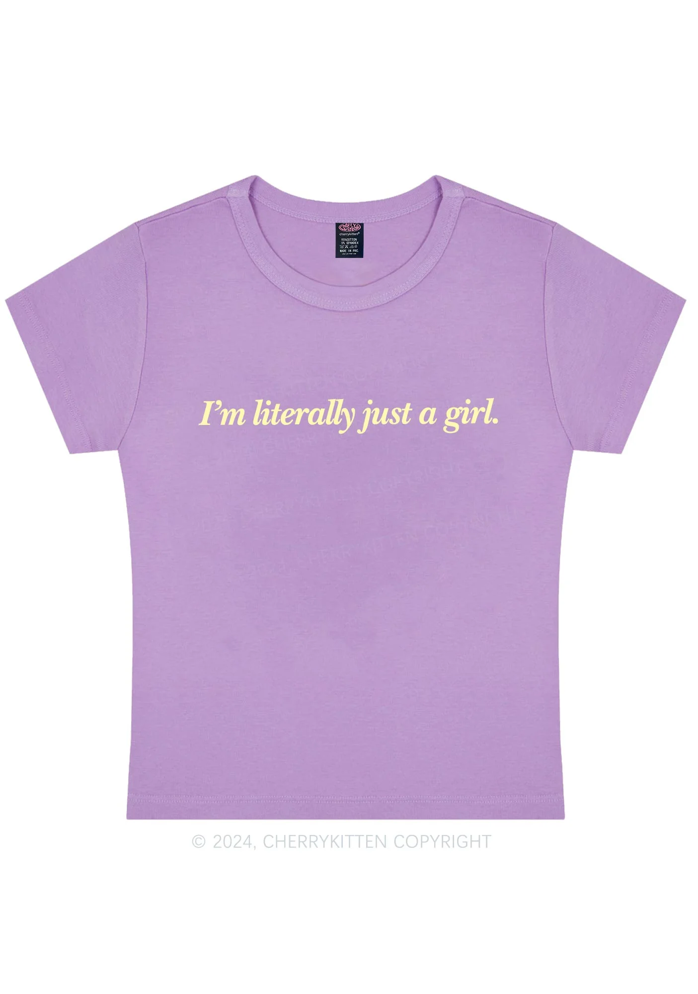 Literally Just A Girl Y2K Baby Tee Cherrykitten - Image 8