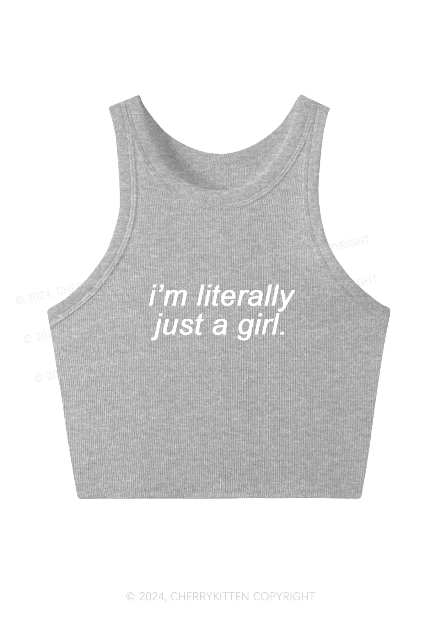 Literally Just A Girl Y2K Crop Tank Top Cherrykitten - Image 5