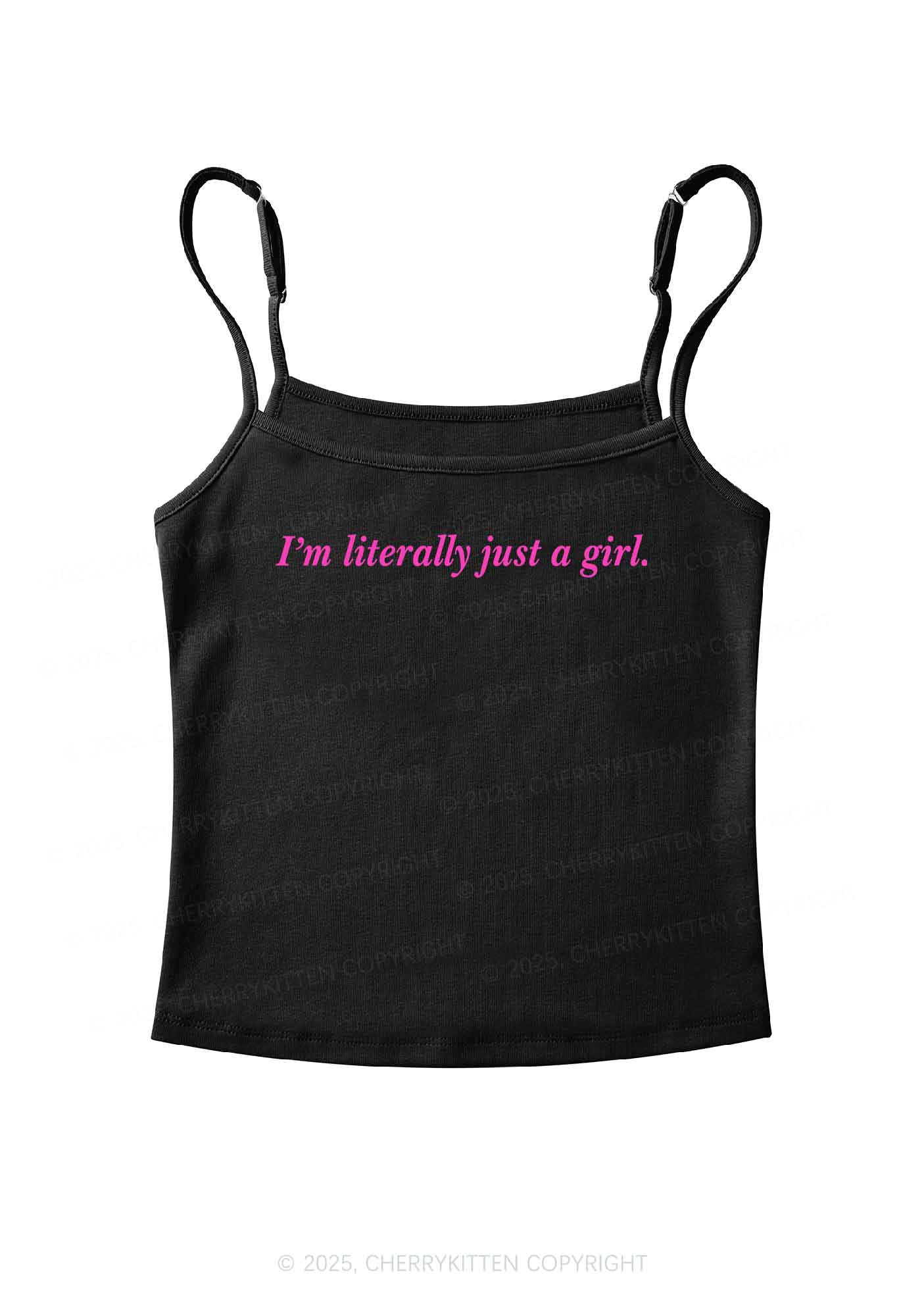 Literally Just A Girl Y2K Spaghetti Strap Cami Cherrykitten - Image 3