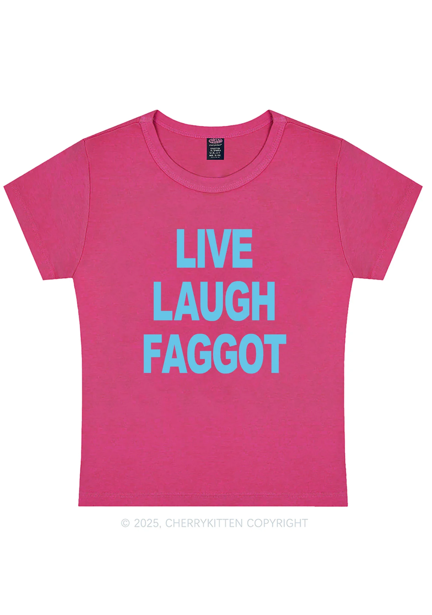 Live Laugh Faggot Pride Y2K Baby Tee Cherrykitten - Image 7