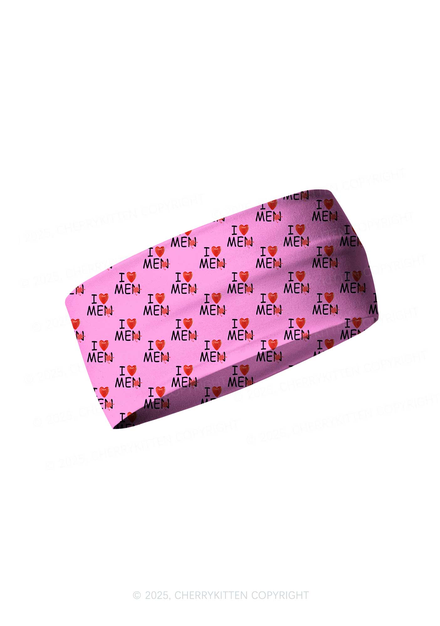 Love Me Not Men Pink Valentine's Day Y2K Print Headband Cherrykitten