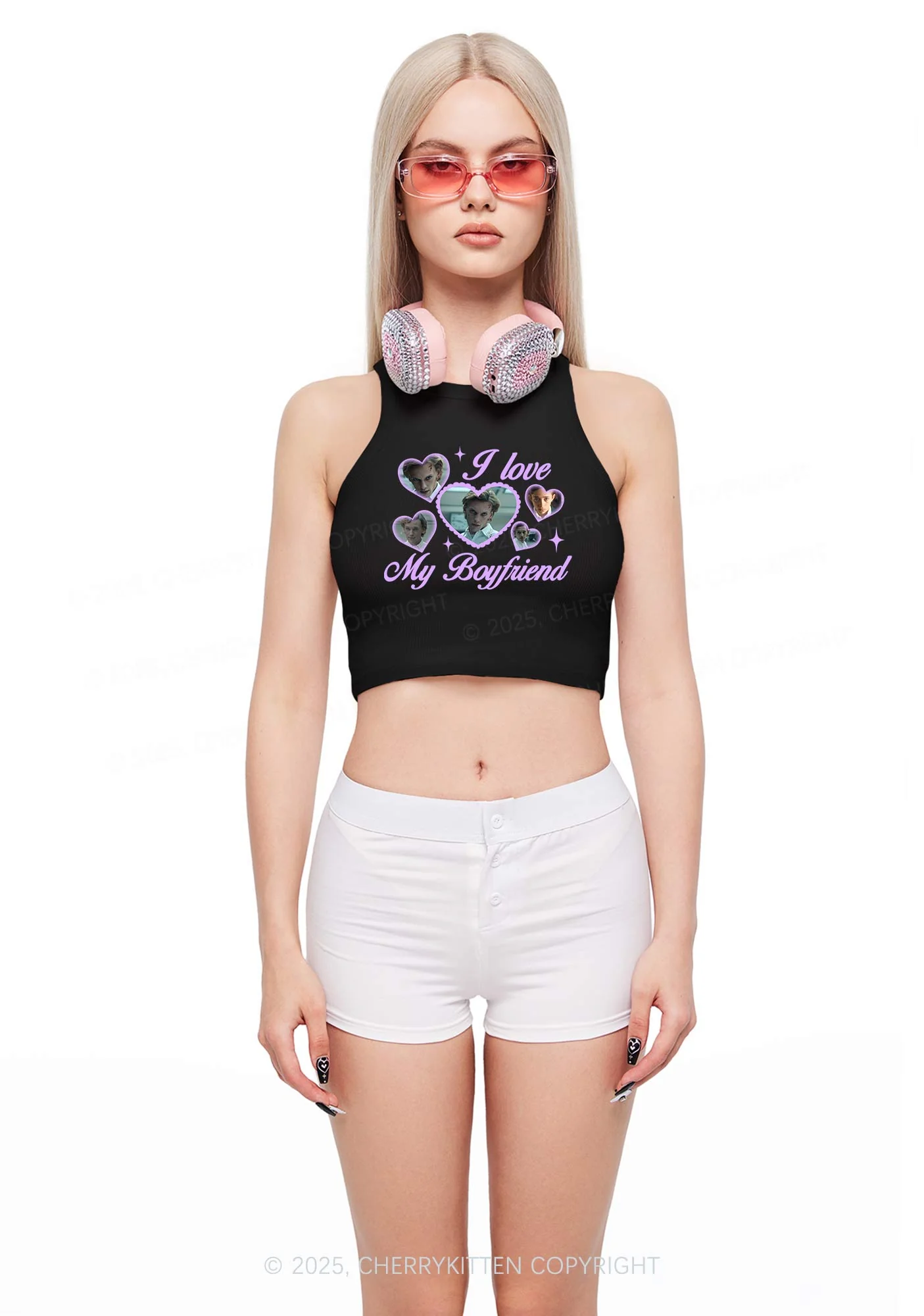 Love My Boyfriend Number One Y2K Crop Tank Top Cherrykitten - Image 2