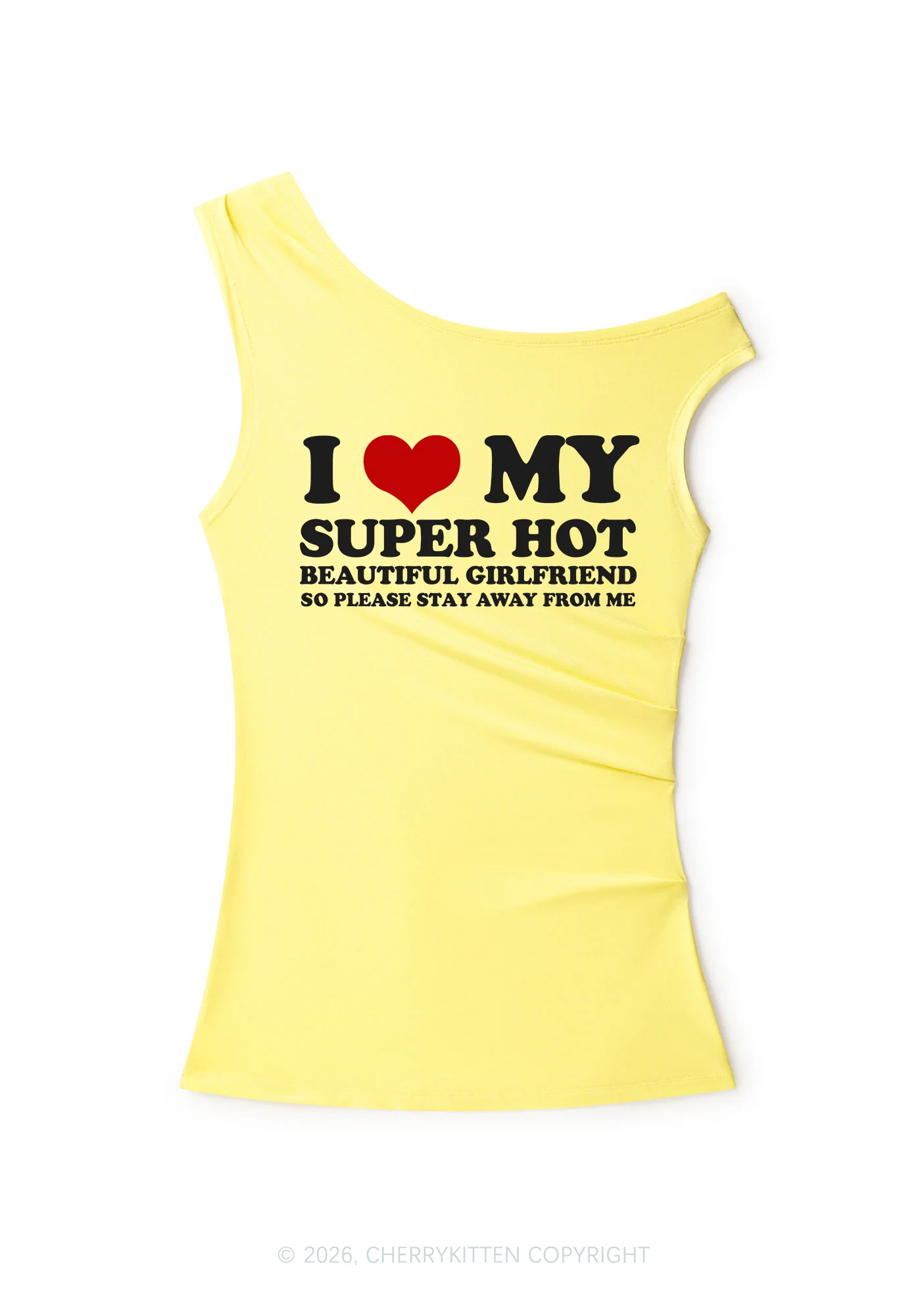 Love My Super Hot GF Valentine's Day Y2K Off Shoulder Tank Top Cherrykitten
