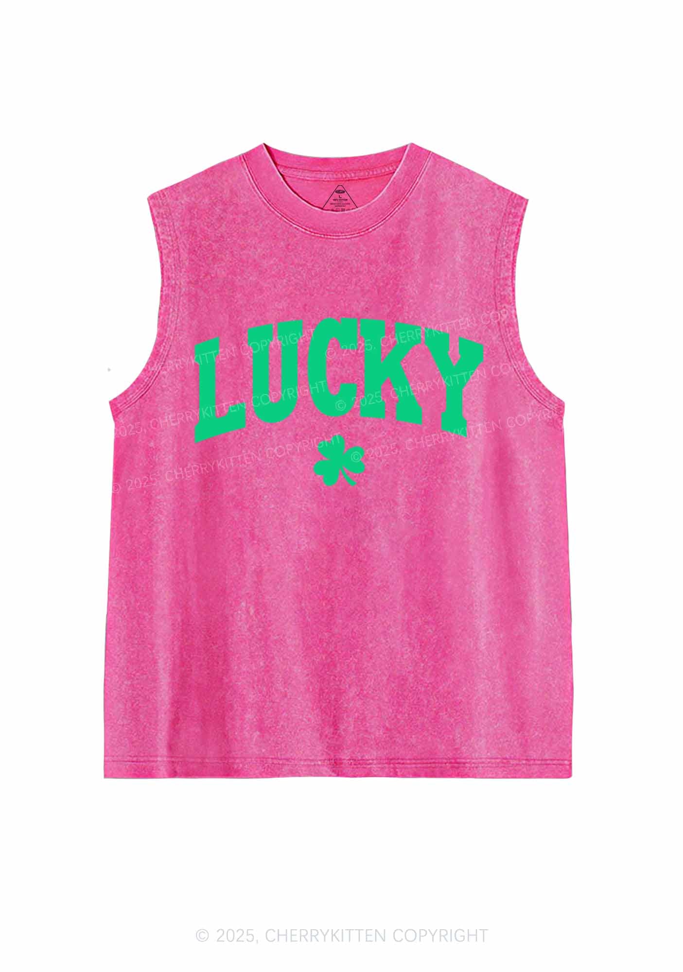 Lucky Shamrock St Patricks Y2K Washed Tank Cherrykitten - Image 4