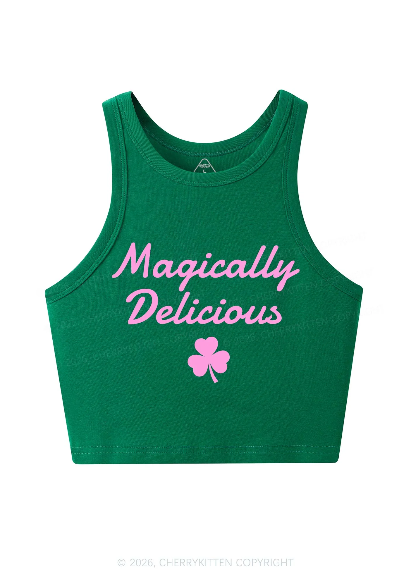 Magically Delicious Shamrock St Patricks Y2K Crop Tank Top Cherrykitten