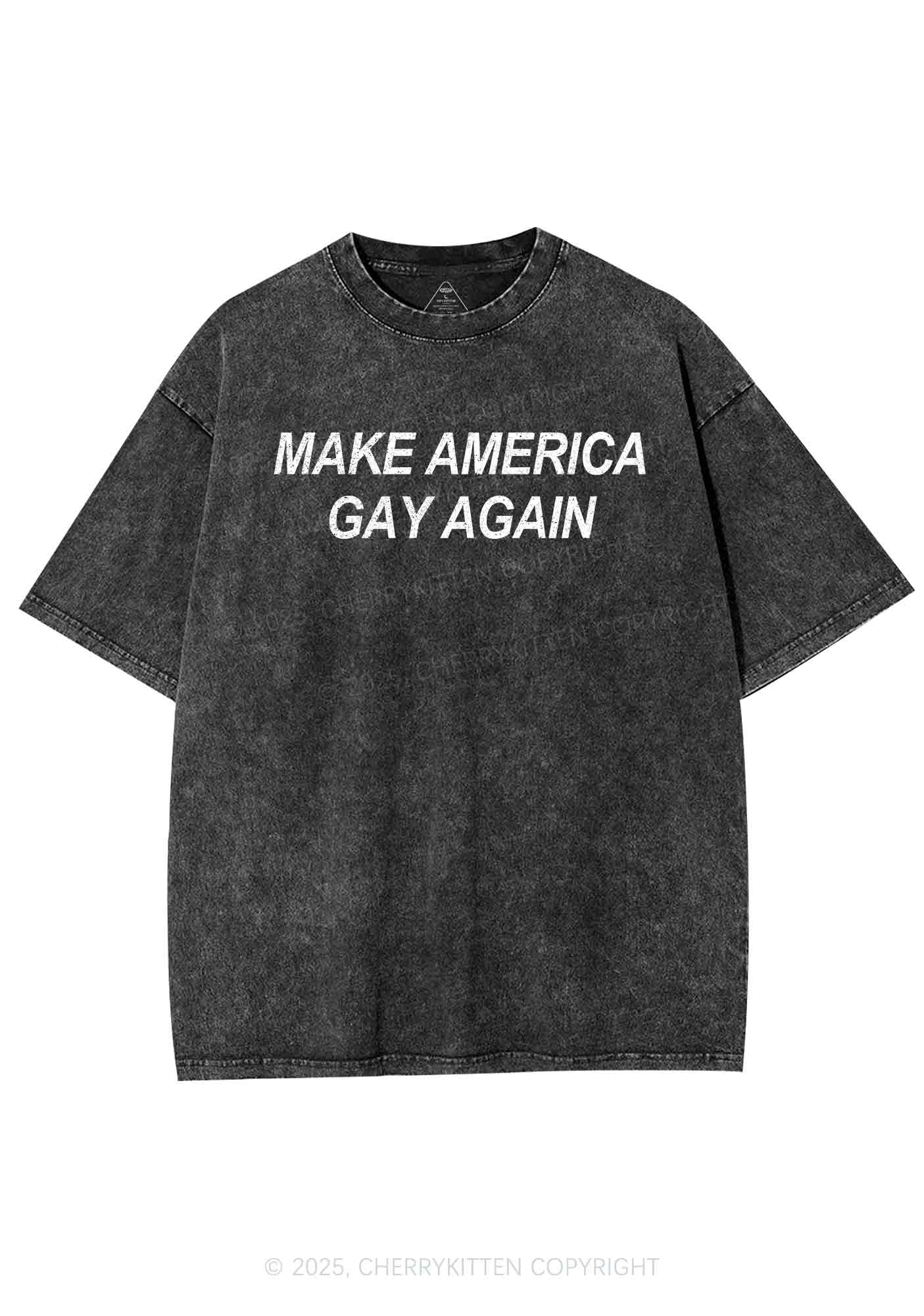 Make America Gay Again Pride Y2K Shirts Washed Tee Cherrykitten