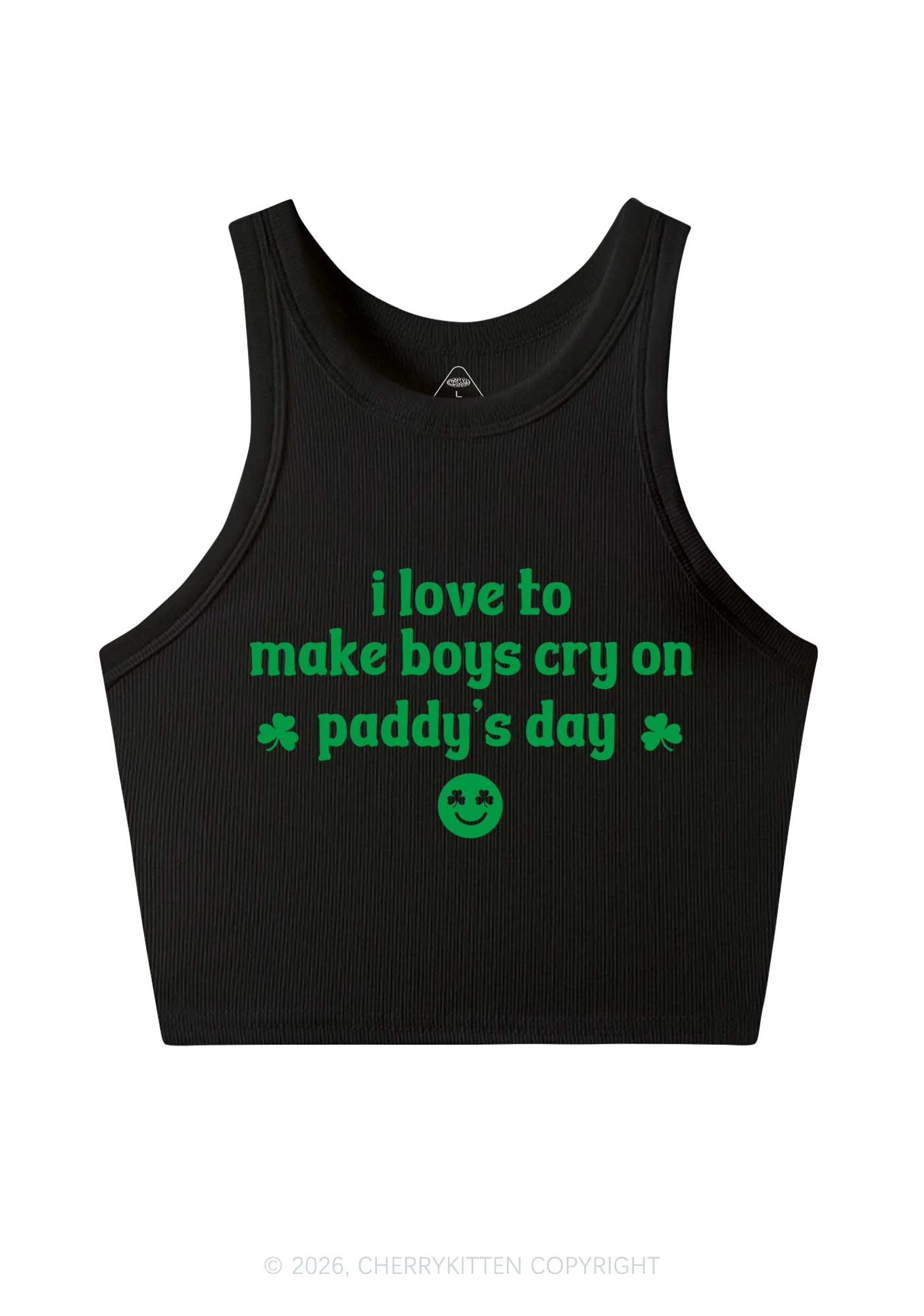 Make Boys Cry On Paddys Day St Patricks Y2K Crop Tank Top Cherrykitten - Image 3
