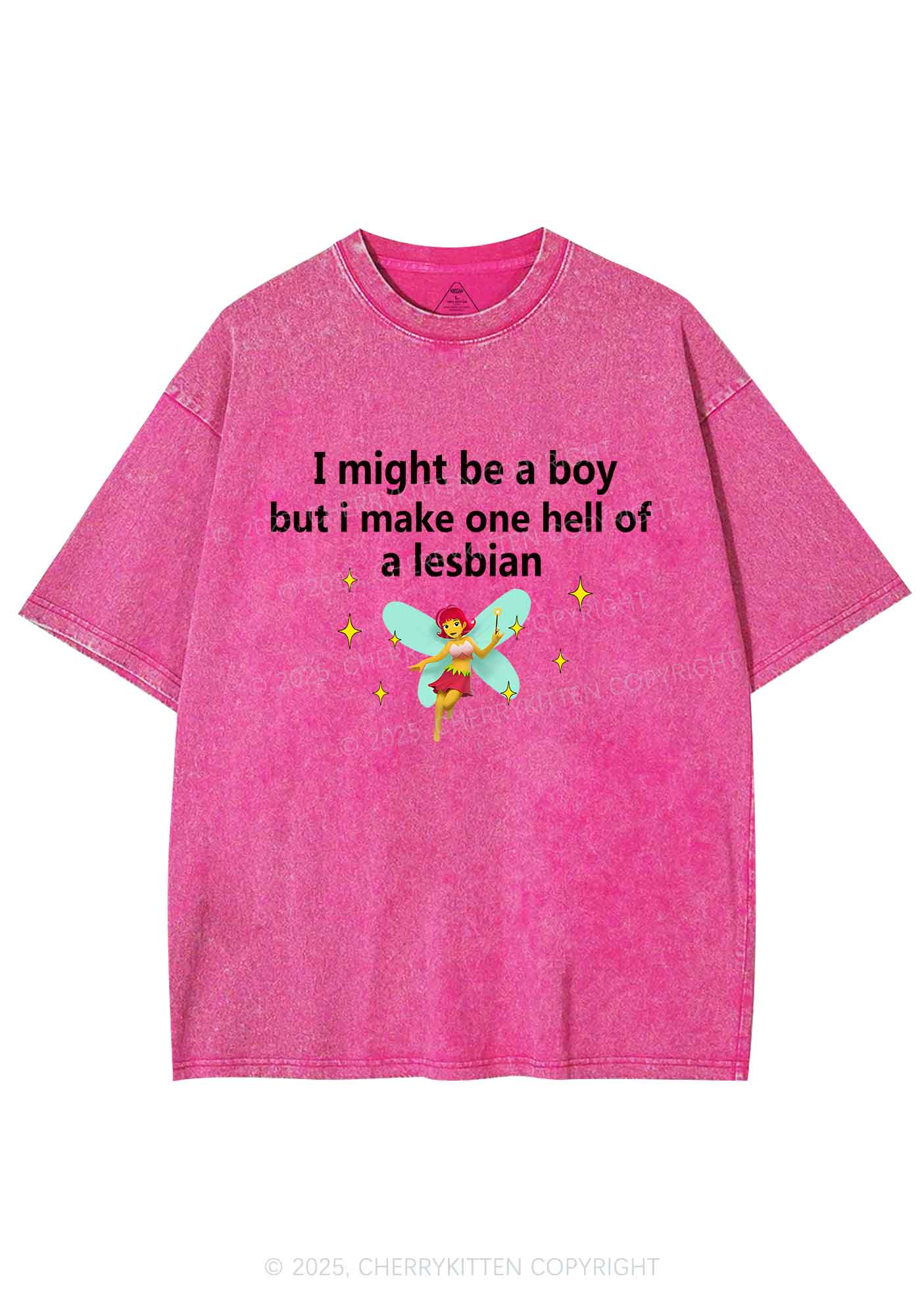 Make Hell Of Lesbian Y2K Shirts Washed Tee Cherrykitten