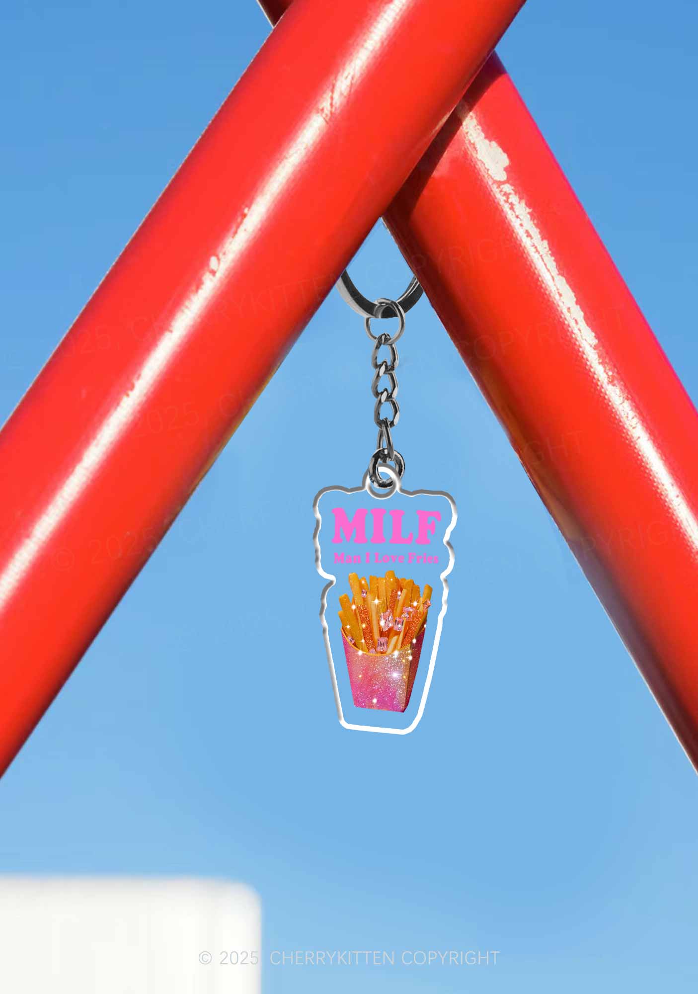 Man I Love Fries 1Pc Y2K Keychain Cherrykitten - Image 3