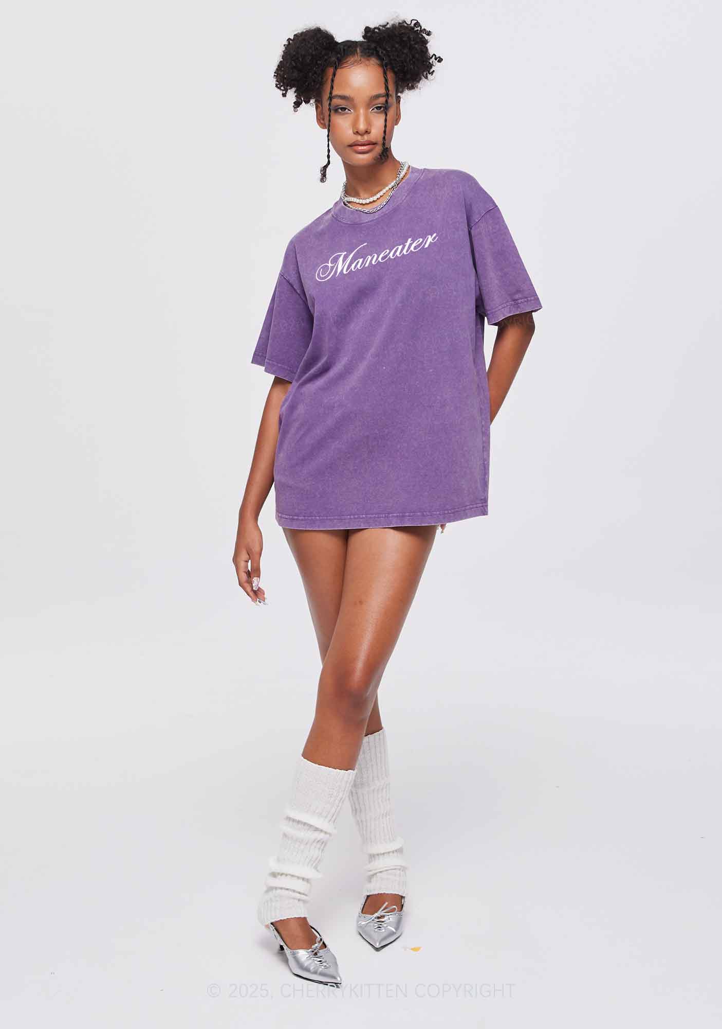 Maneater Y2K Shirts Washed Tee Cherrykitten - Image 2