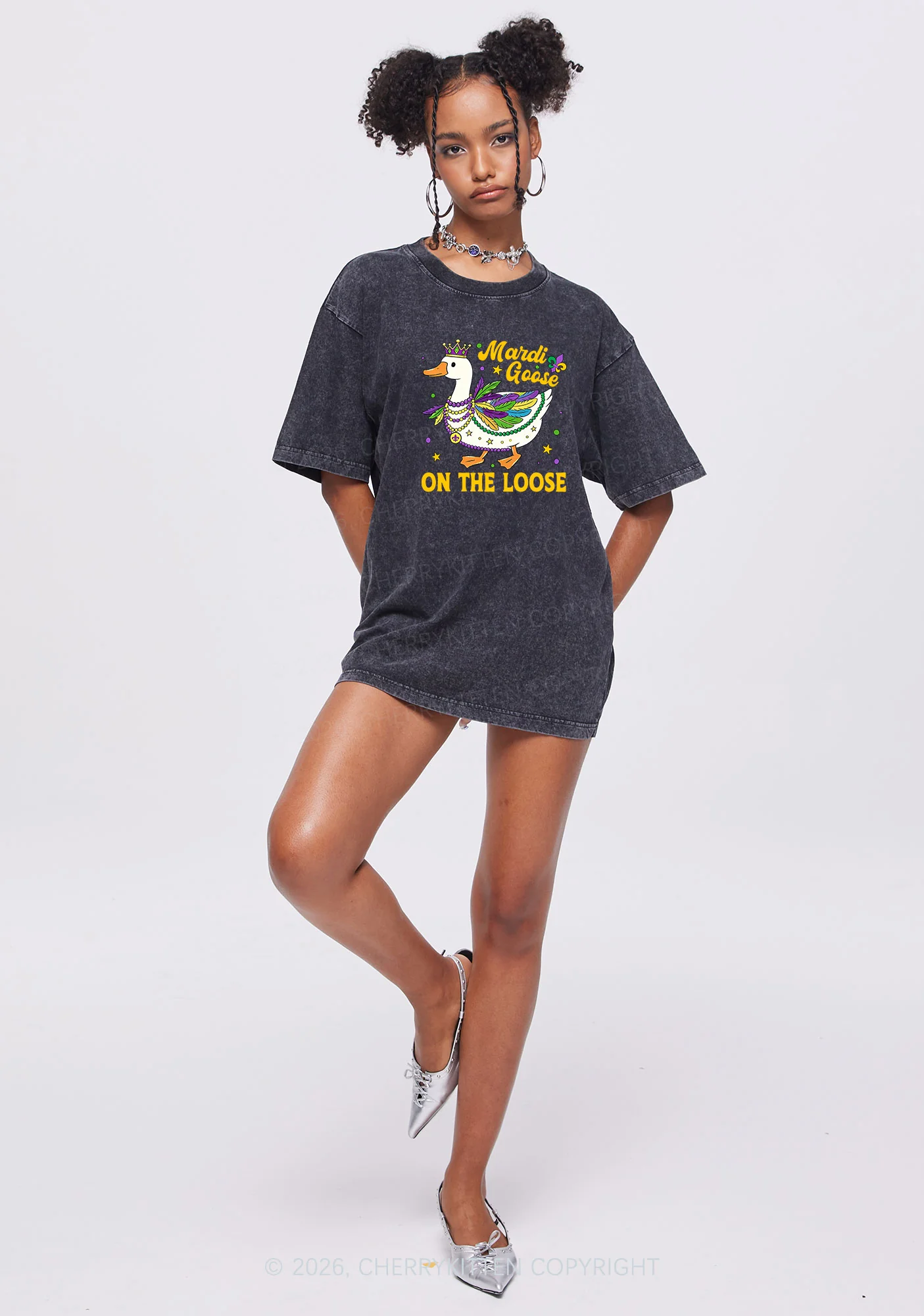 Mardi Goose On The Loose Y2K Shirts Washed Tee Cherrykitten - Image 2