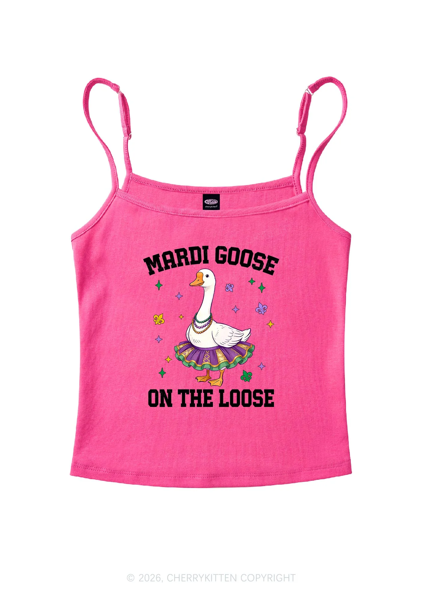 Mardi Gras Goose Y2K Spaghetti Strap Cami Cherrykitten