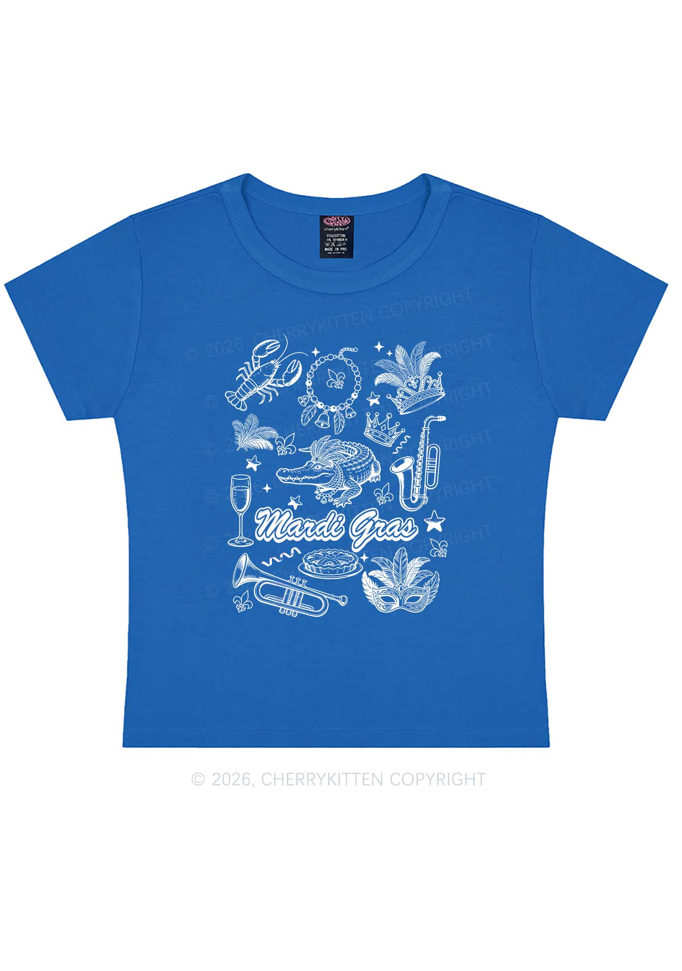 Mardi Gras Symbols Y2K Baby Tee Cherrykitten