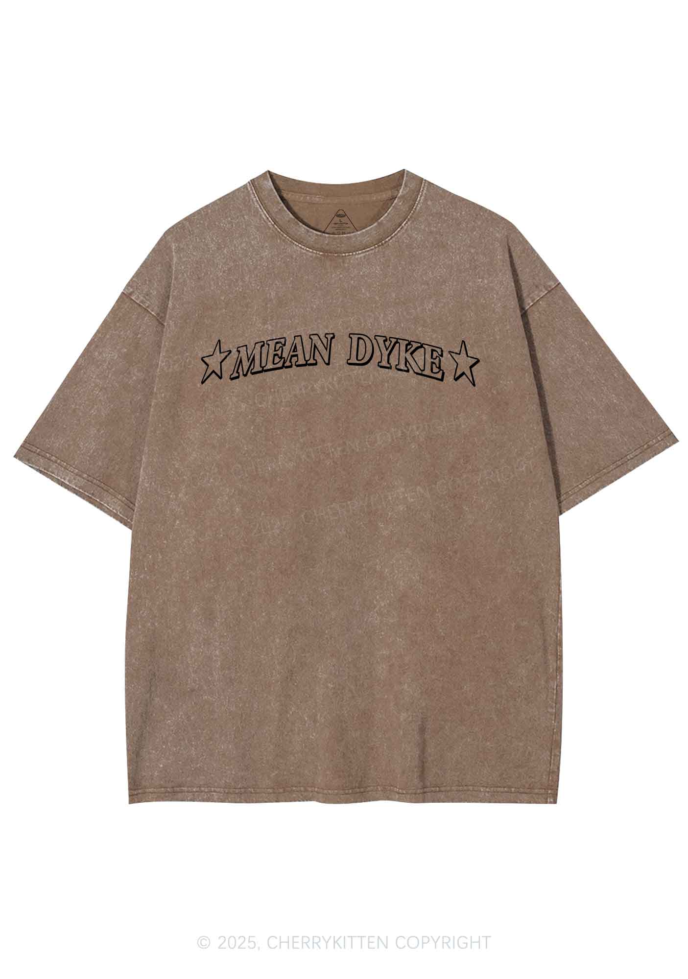 Mean Dyke Pride Y2K Shirts Washed Tee Cherrykitten - Image 7