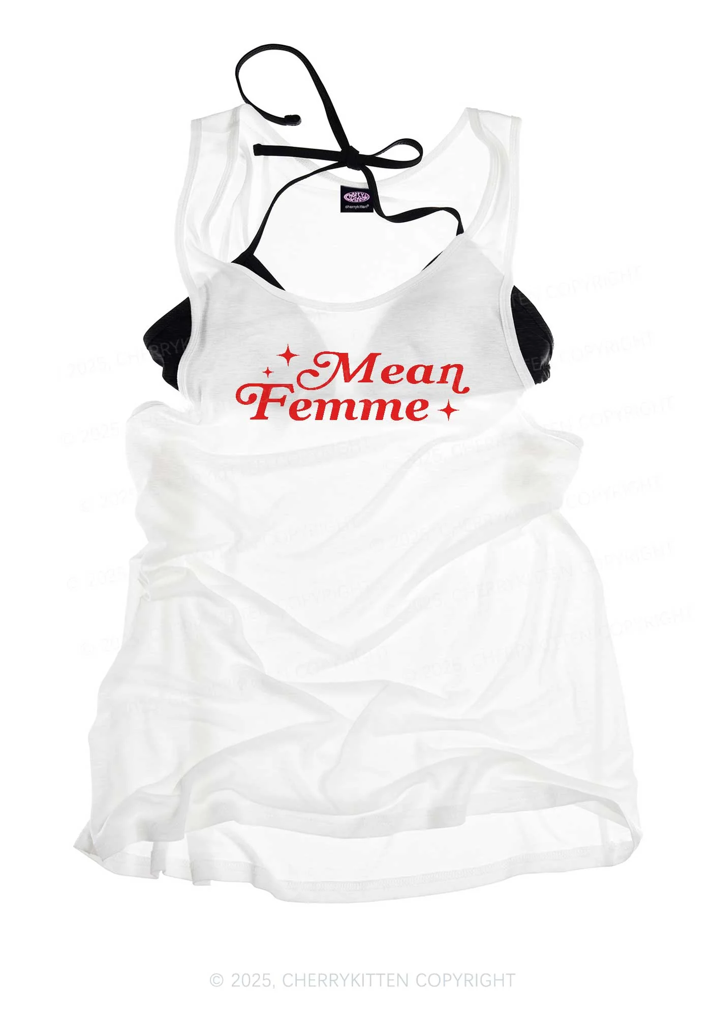 Mean Femme Pride Y2K Sheer Boyfriend Tank Cherrykitten - Image 3