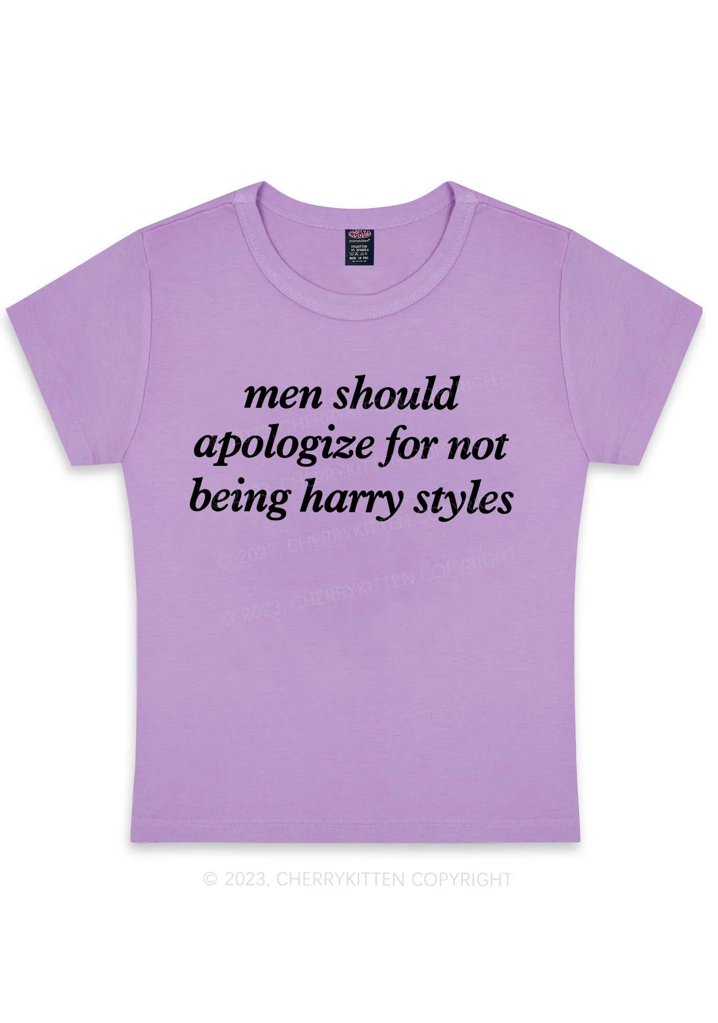 Men Should Apologize Y2K Baby Tee Cherrykitten - Image 6