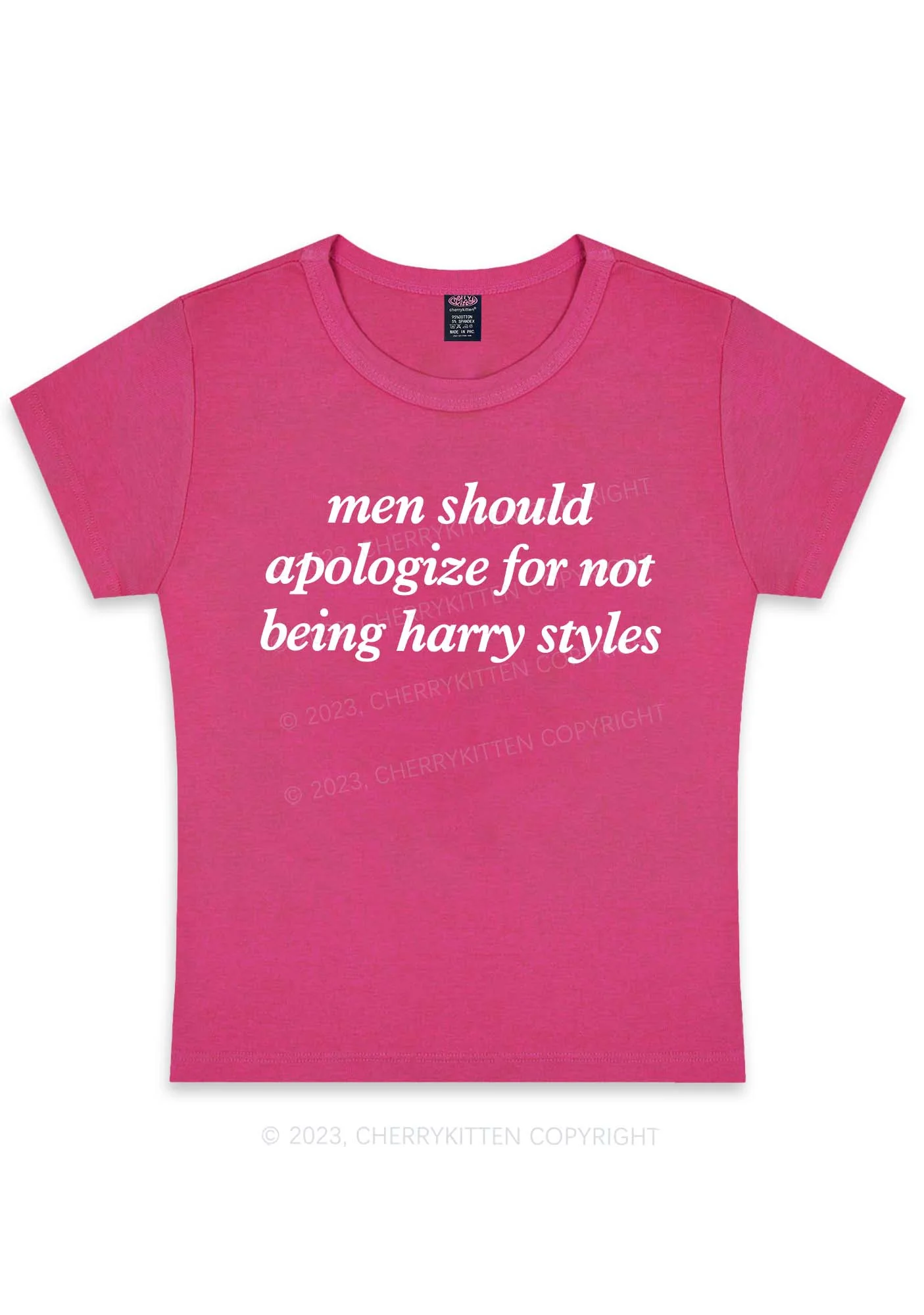 Men Should Apologize Y2K Baby Tee Cherrykitten - Image 7