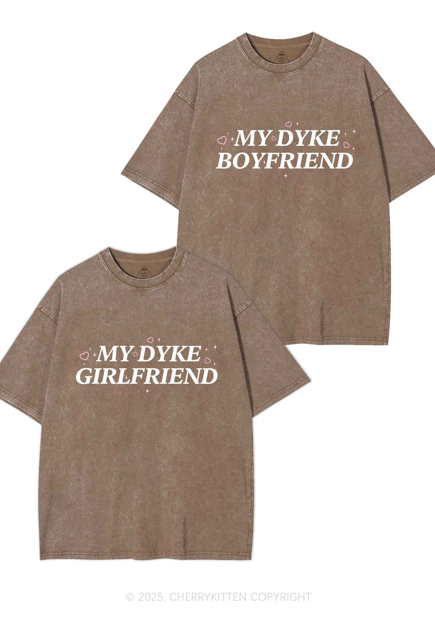 My Dyke BF GF Y2K Valentine's Day Washed Tee Cherrykitten - Image 7