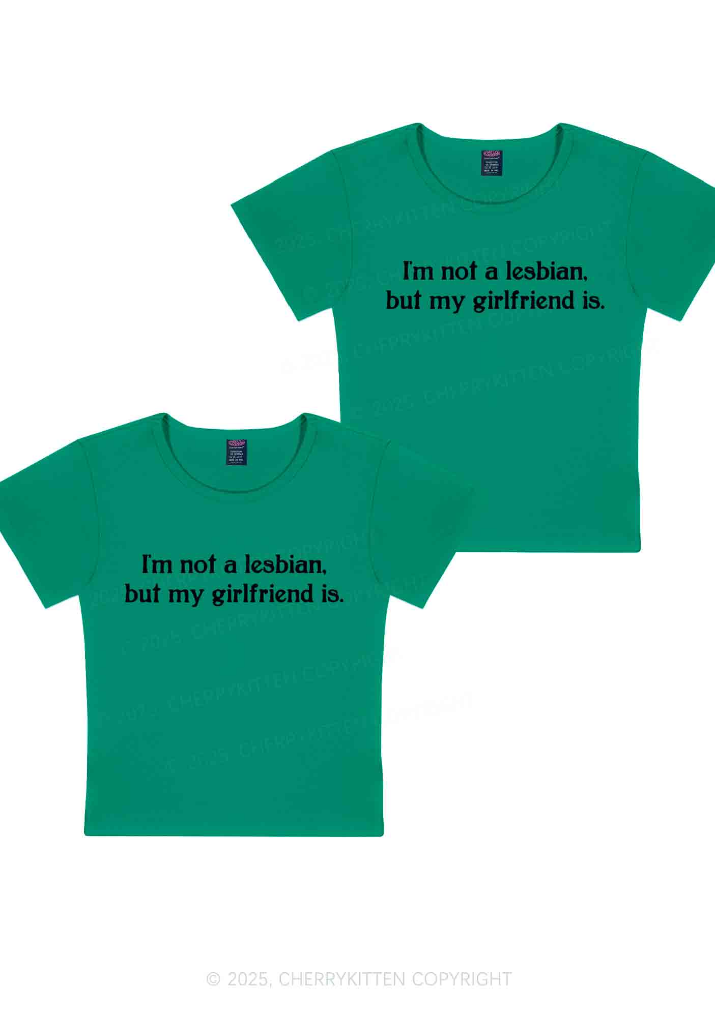 My GF Is Lesbian Y2K Valentine's Day Baby Tee Cherrykitten - Image 10