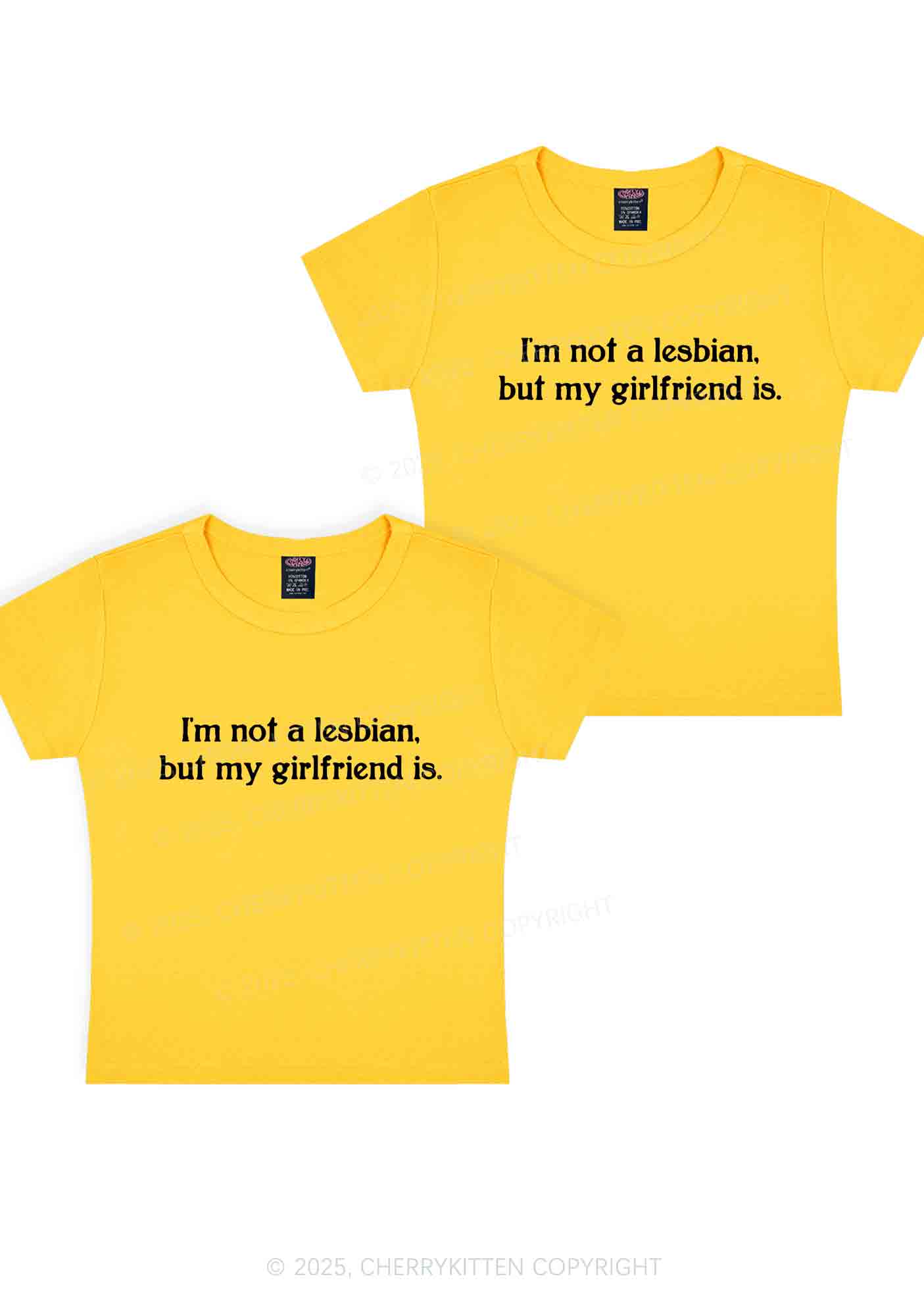 My GF Is Lesbian Y2K Valentine's Day Baby Tee Cherrykitten - Image 3