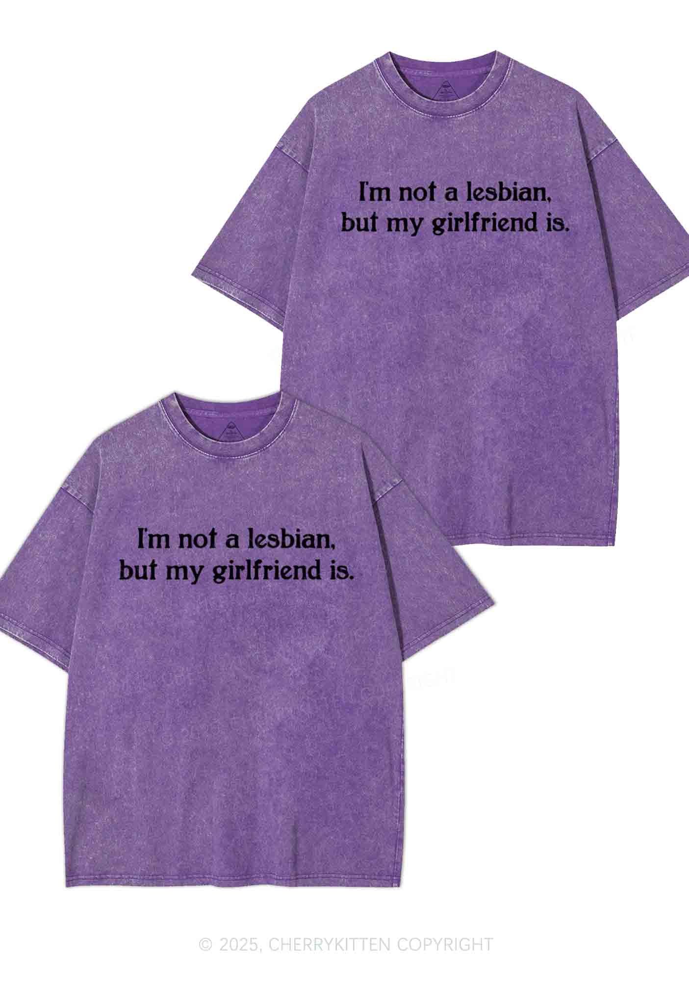 My GF Is Lesbian Y2K Valentine's Day Washed Tee Cherrykitten - Image 4