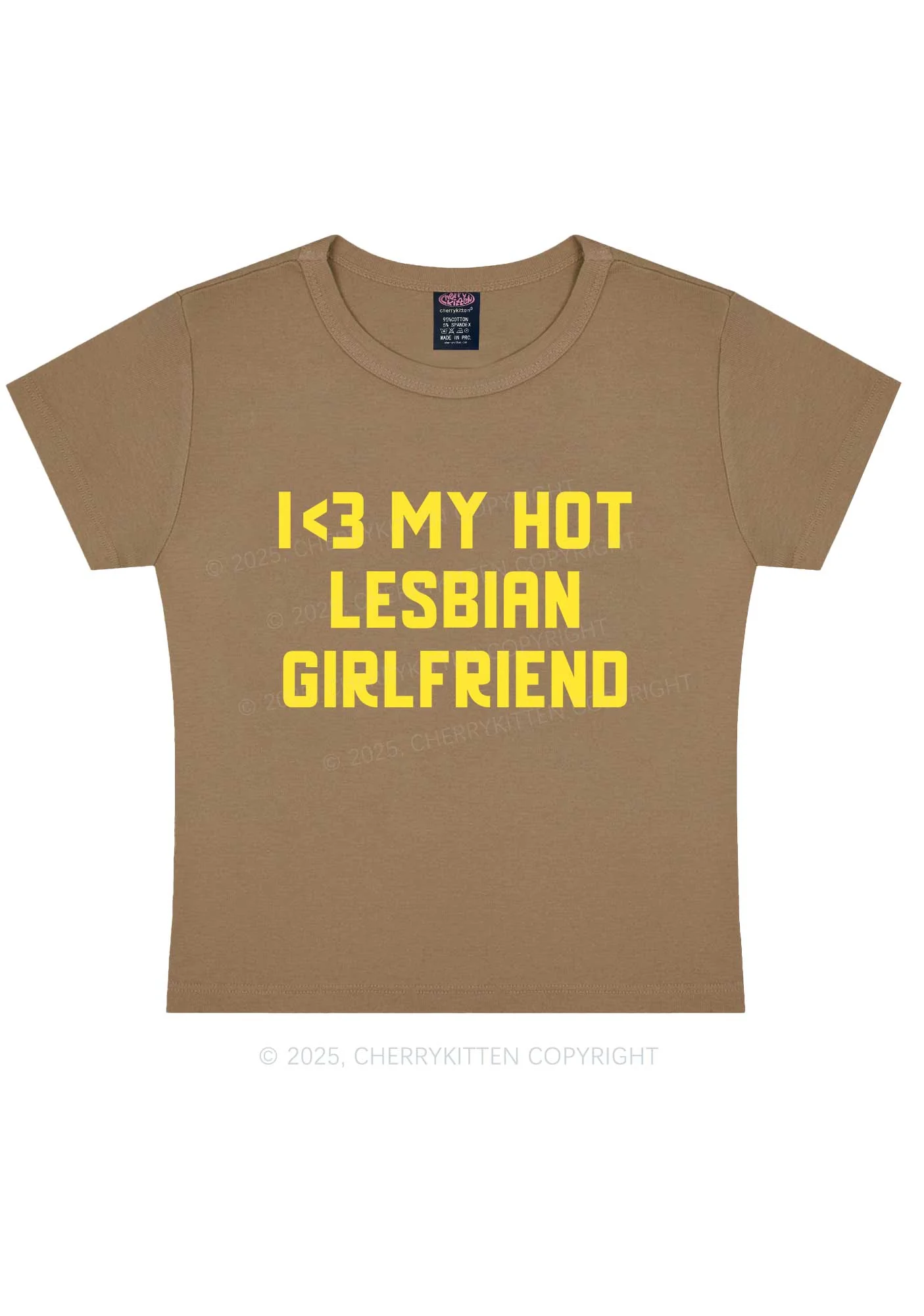 My Hot Lesbian GF Pride Y2K Baby Tee Cherrykitten - Image 11