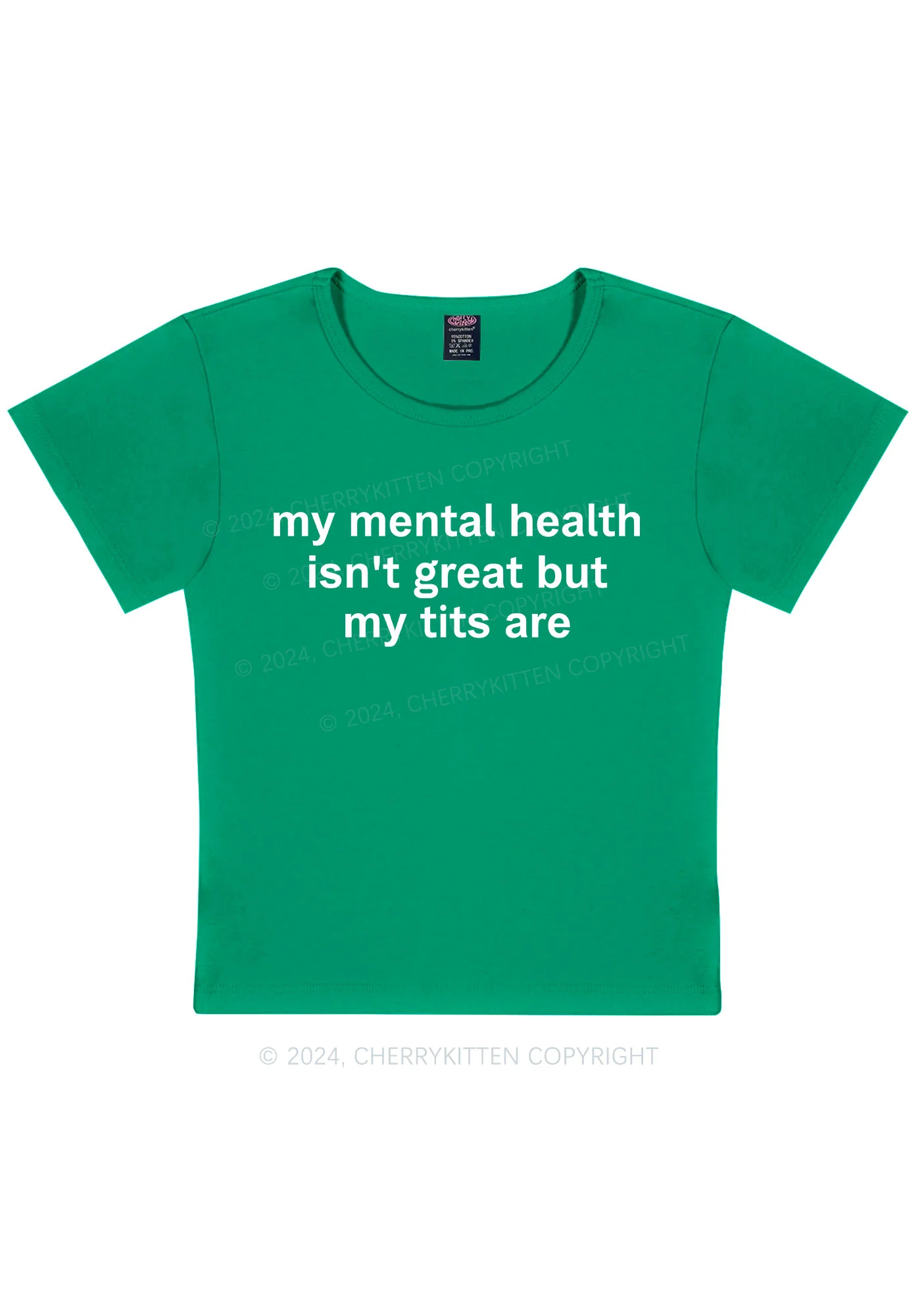My Mental Health Isn't Great Y2K Baby Tee Cherrykitten - Image 12