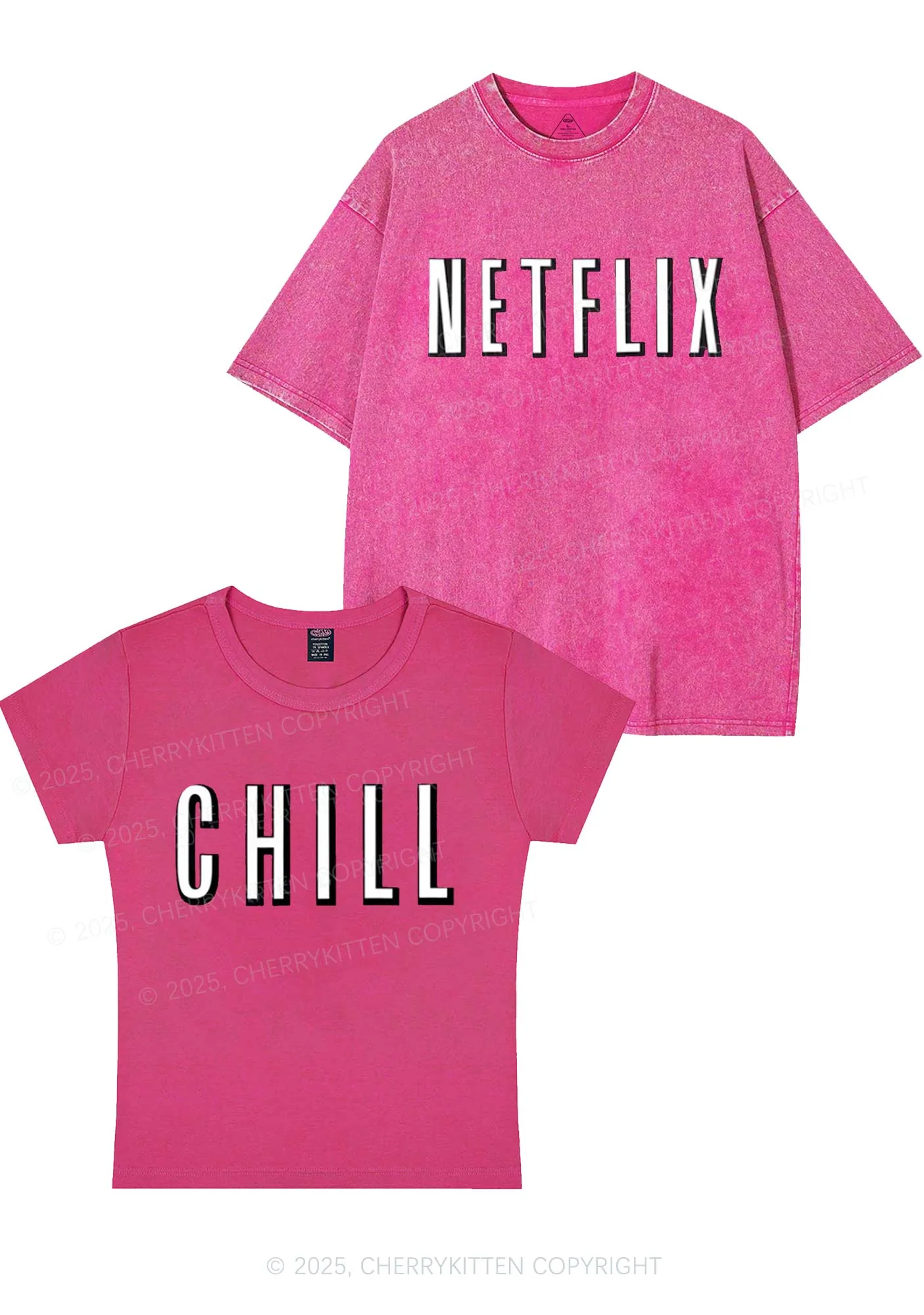 Netflix Chill Y2K Valentine's Day Couple Shirt Cherrykitten - Image 4