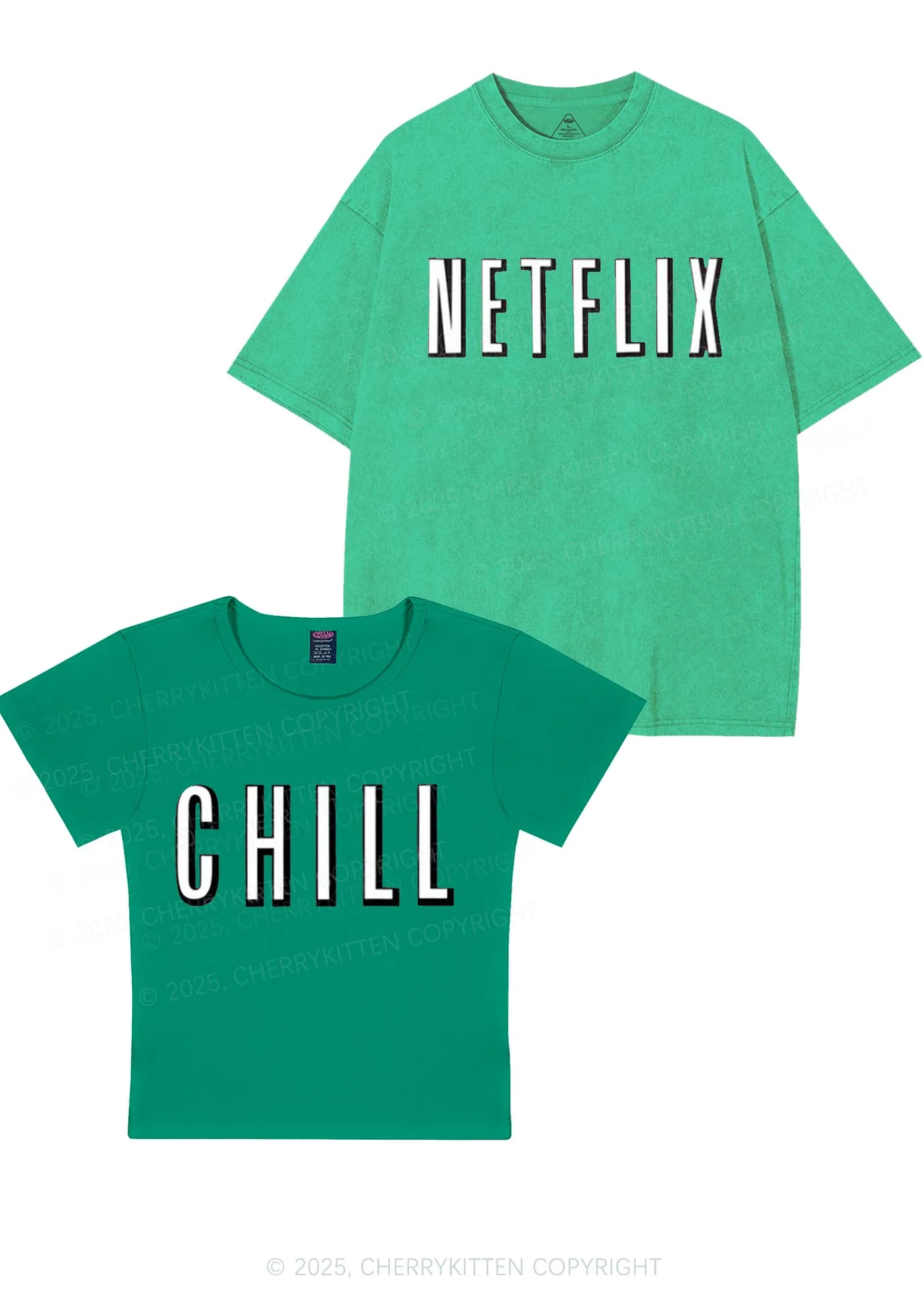 Netflix Chill Y2K Valentine's Day Couple Shirt Cherrykitten - Image 9